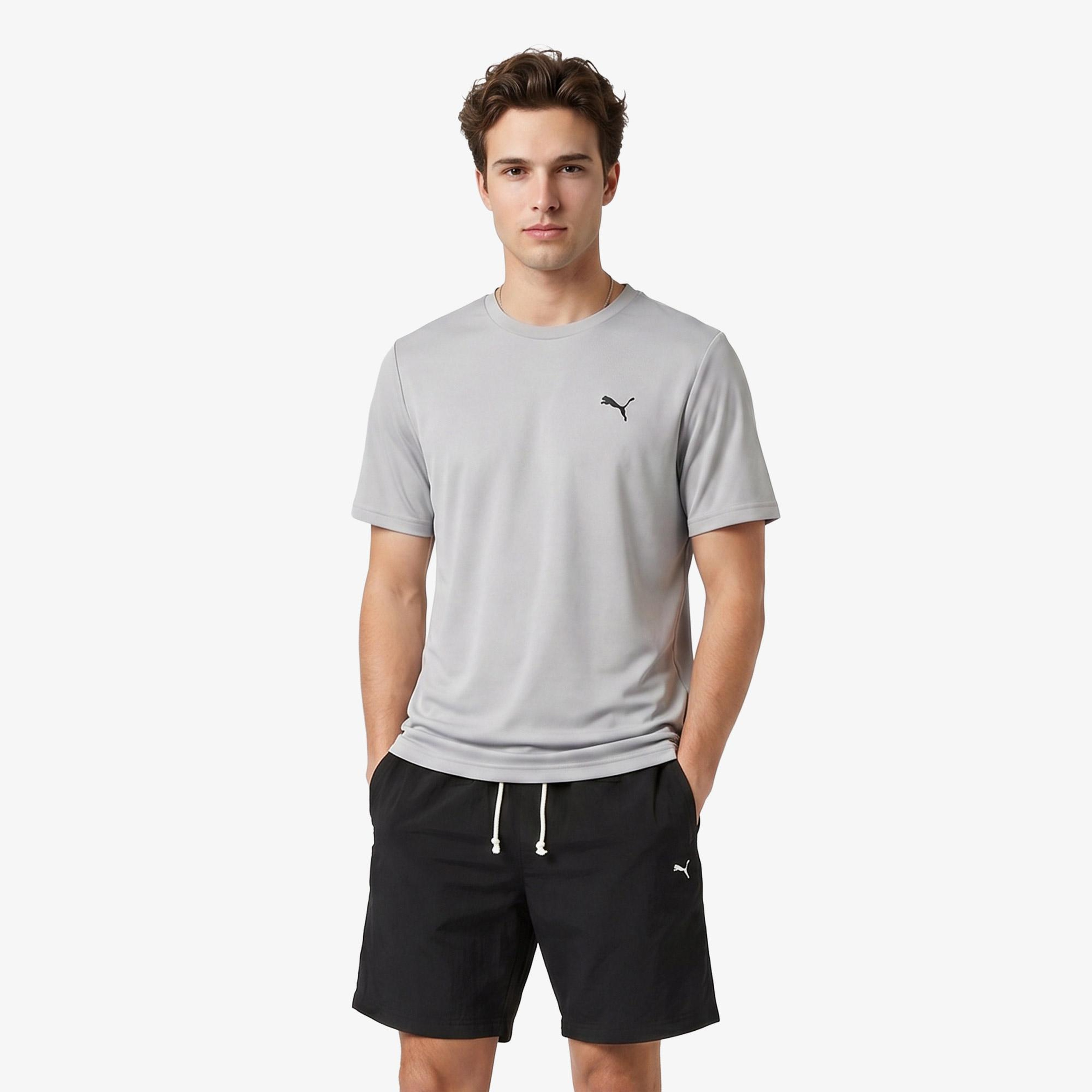 Puma Essentials Small Logo Poly  Erkek Gri T-Shirt
