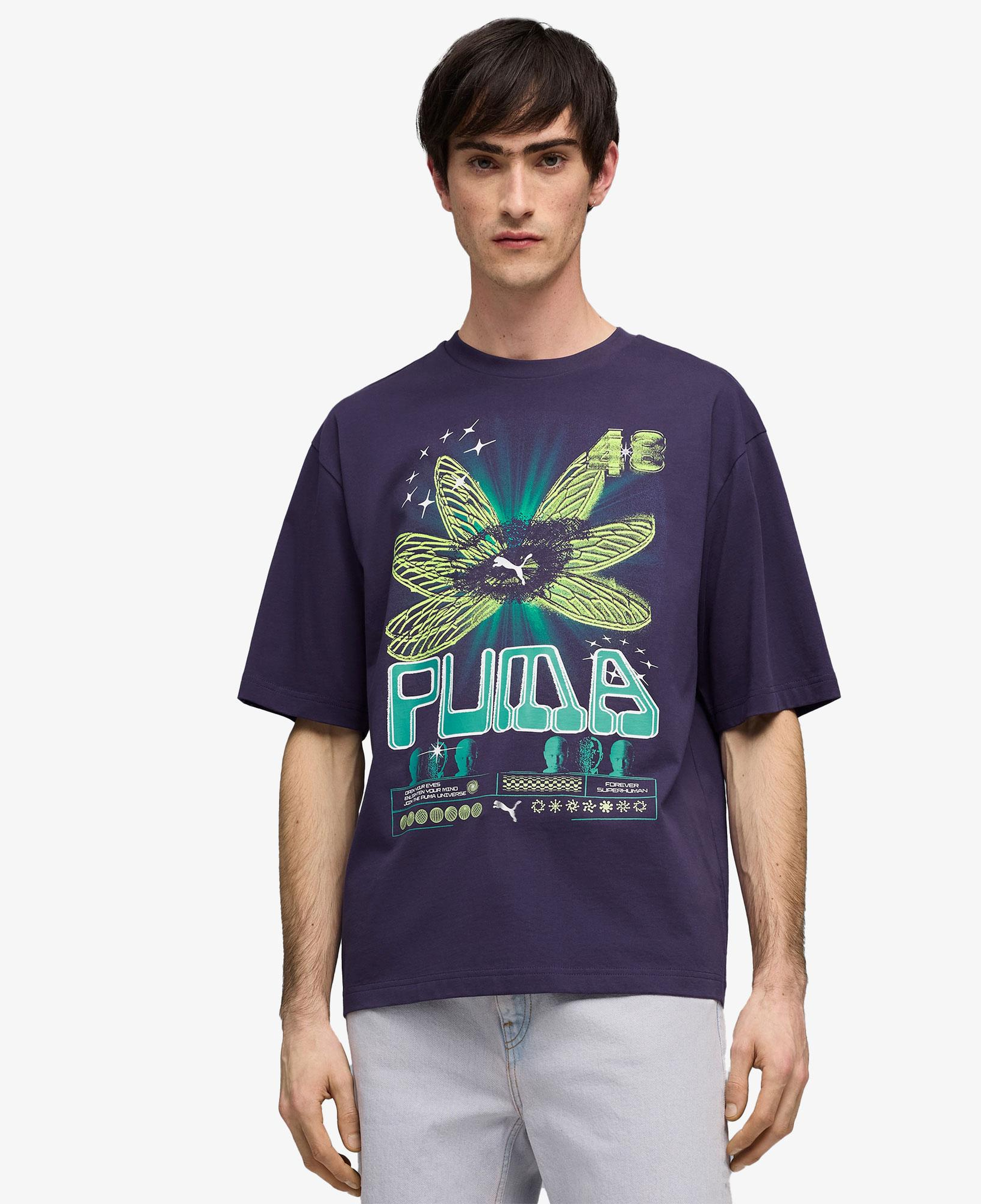 Puma Graphic  Erkek Mor T-Shirt