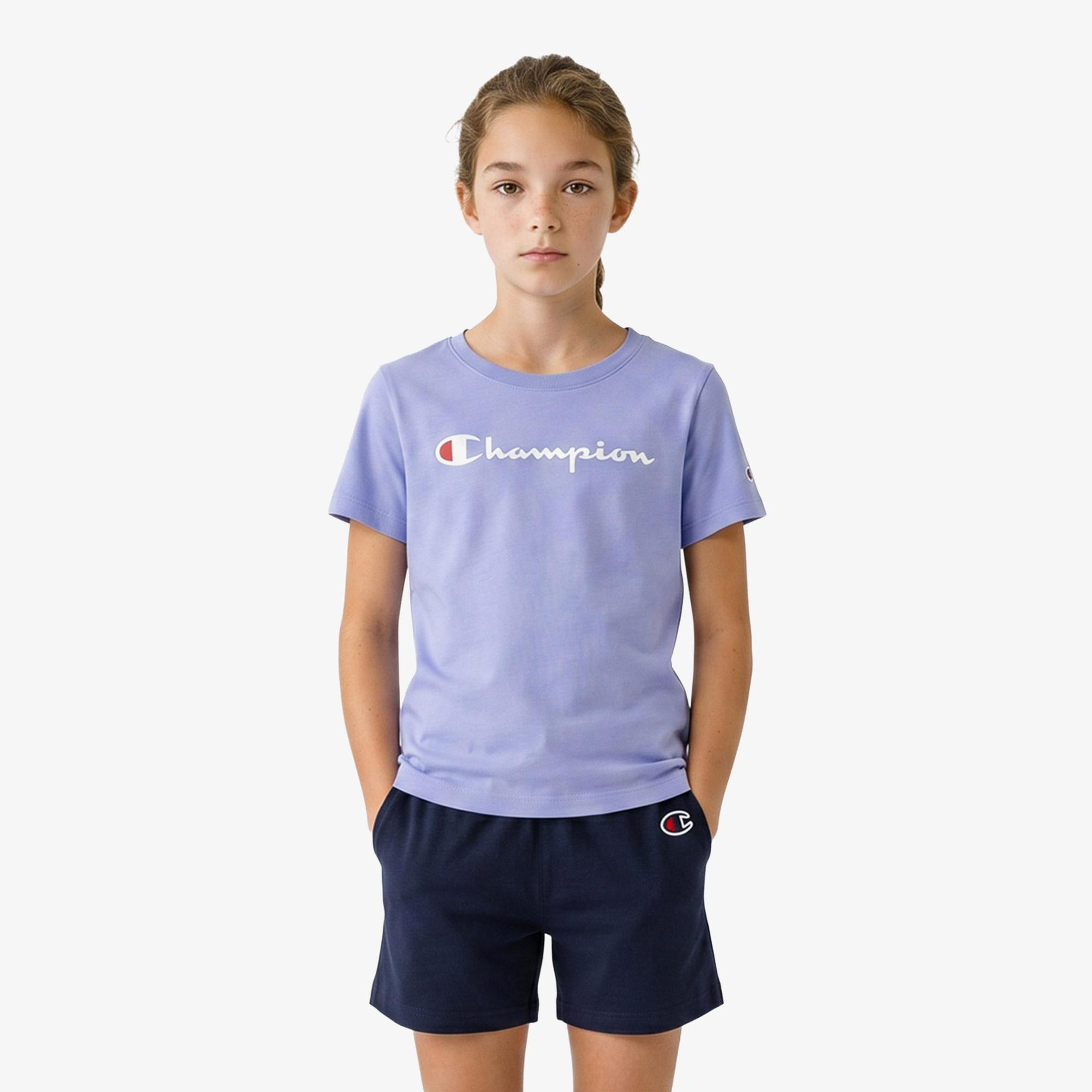 Champion Crewneck SS Çocuk Mor T-Shirt