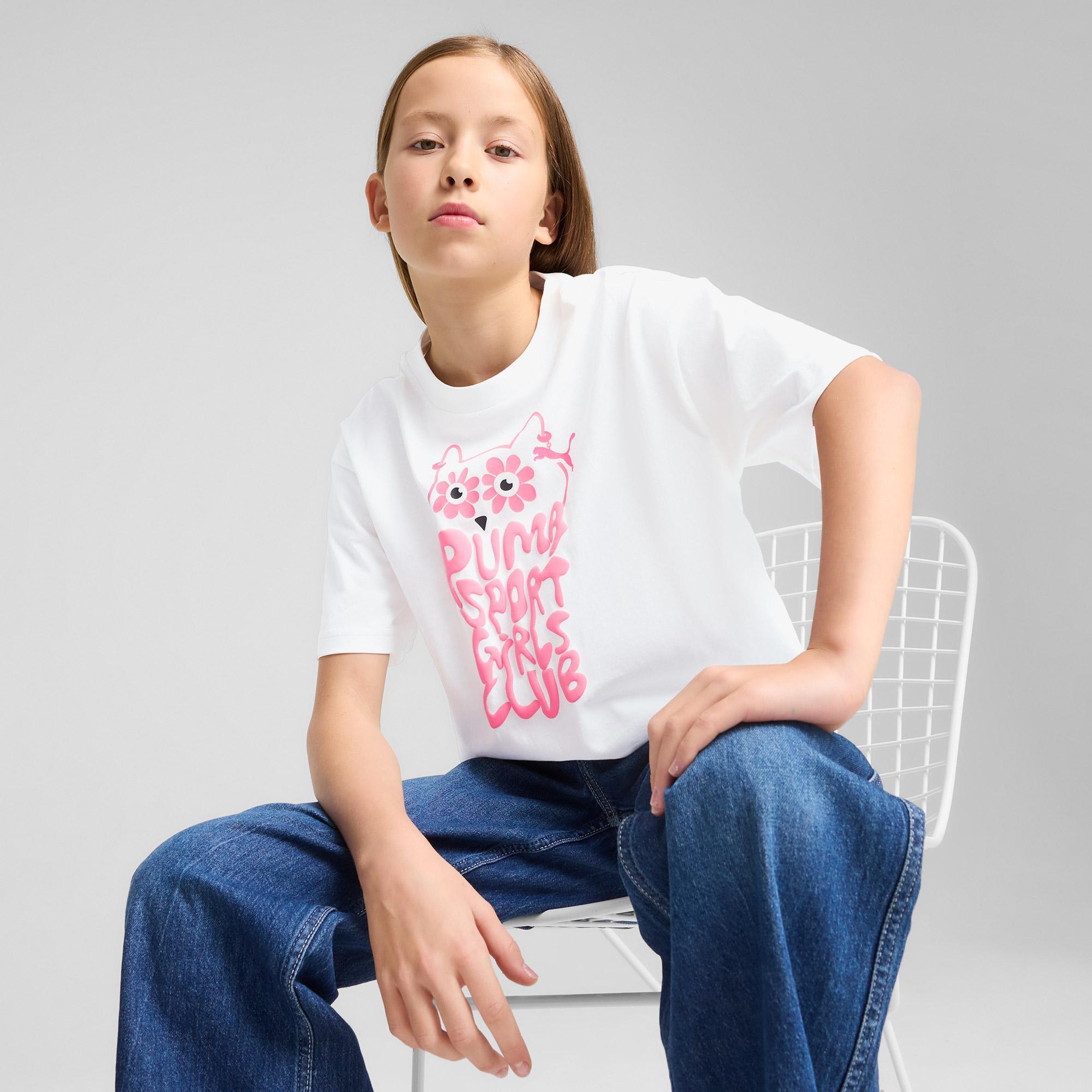 Puma Graphics Length Çocuk Beyaz T?Shirt