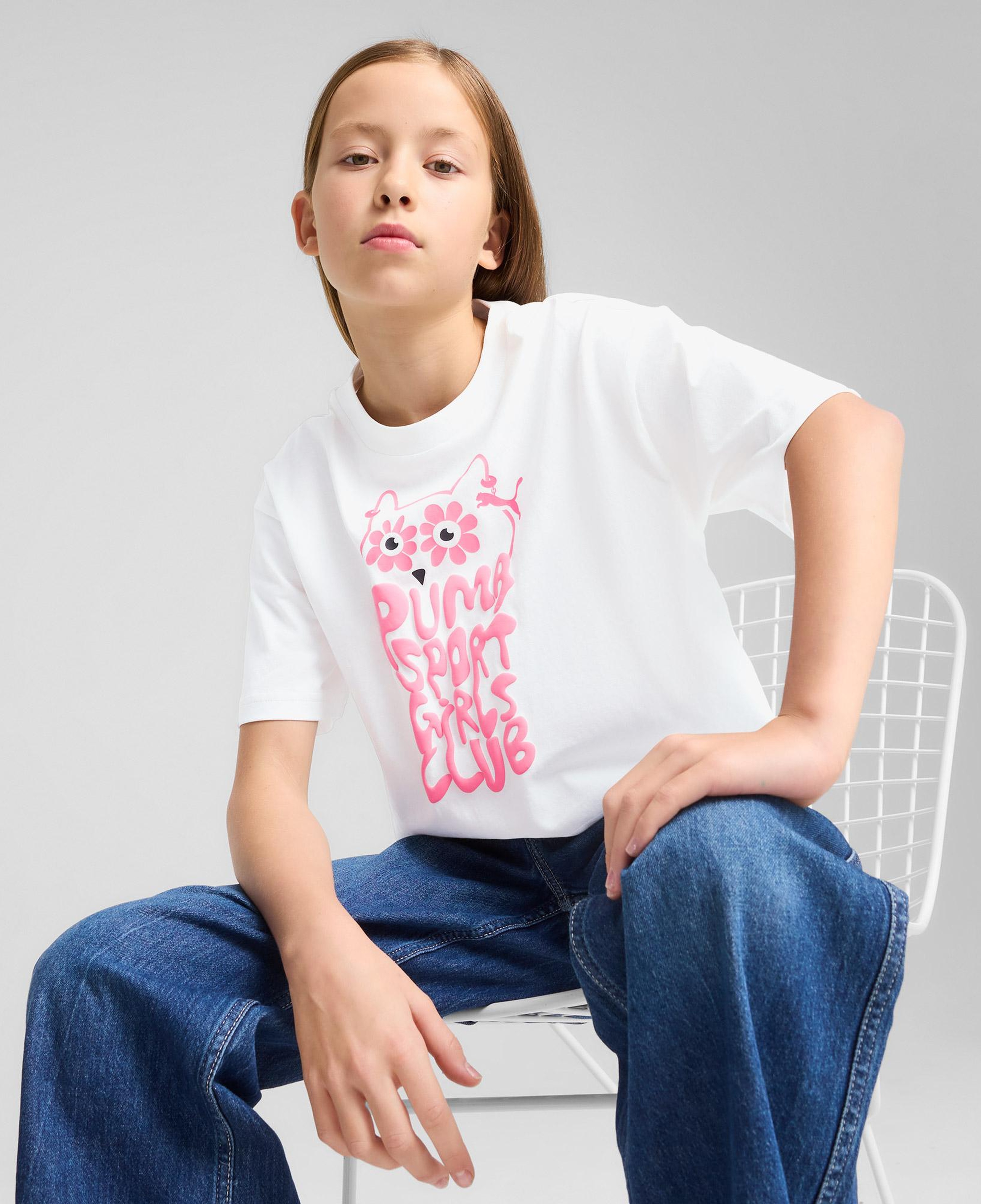 Puma Graphics Length Çocuk Beyaz T?Shirt