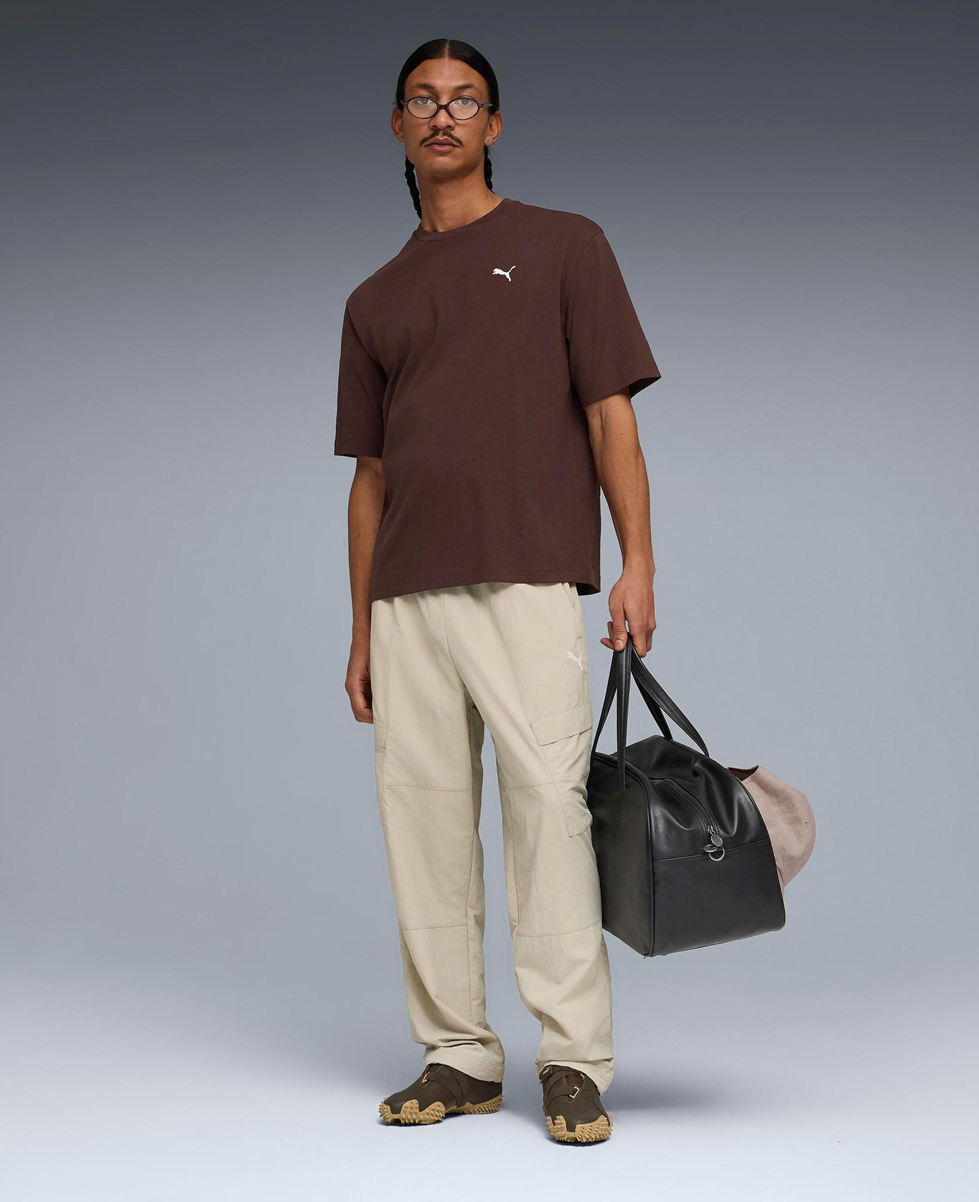 Puma Wardrobe Ess Boxy Erkek Kahverengi T-Shirt