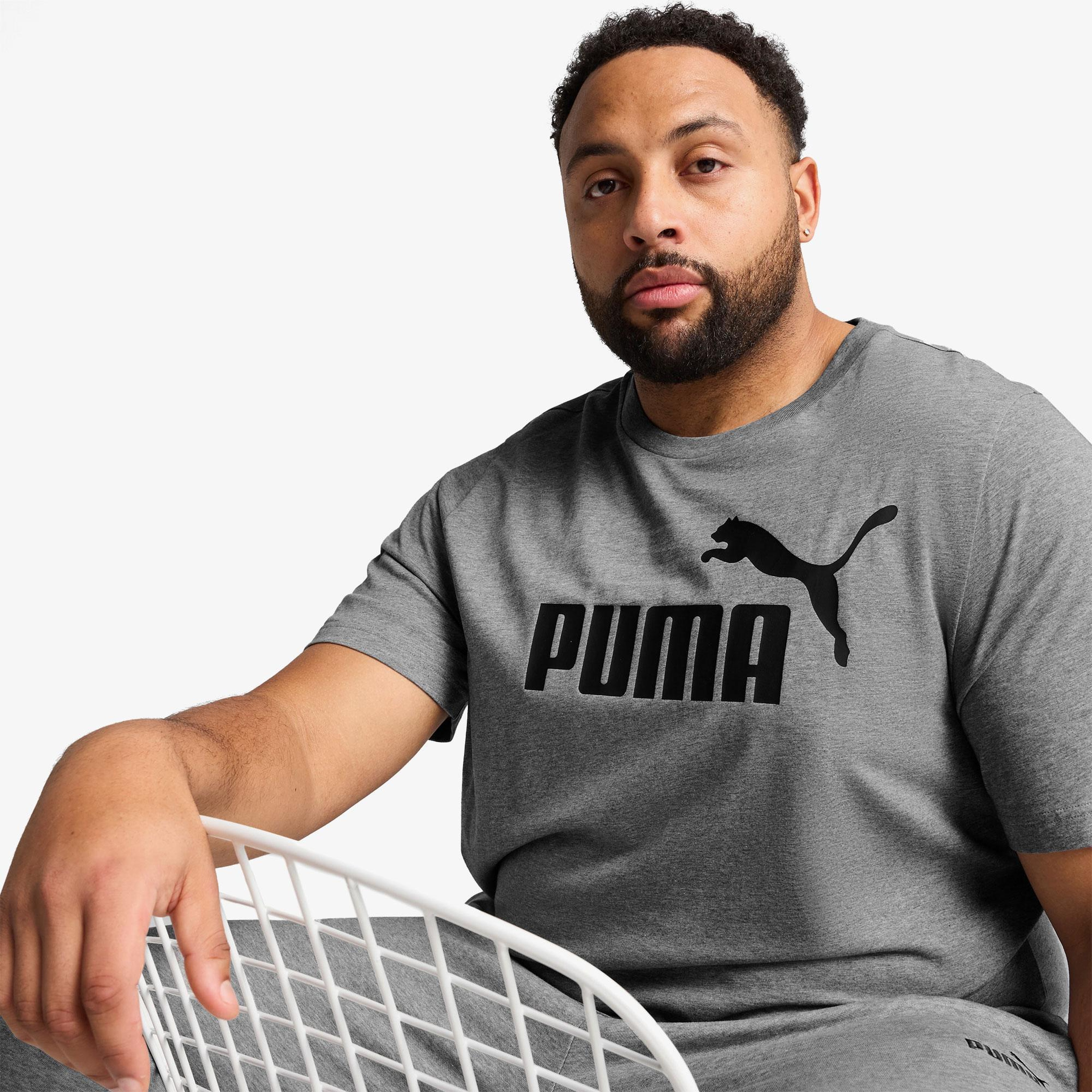 Puma Essentials No. 1 Logo  Erkek Gri T-Shirt
