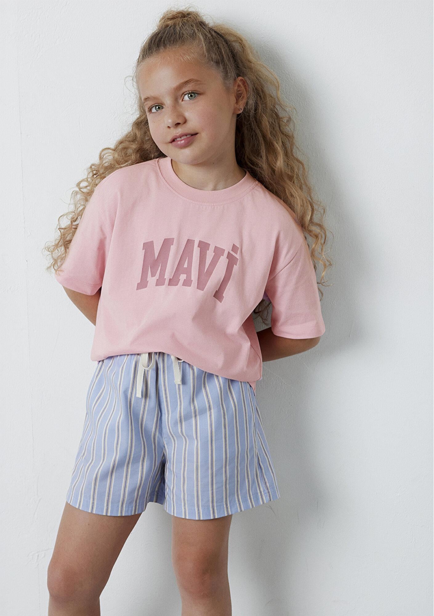 Mavi Mavi Logo Baskılı Pembe Tişört Loose Fit / Bol Rahat Kesim 7610479-71015