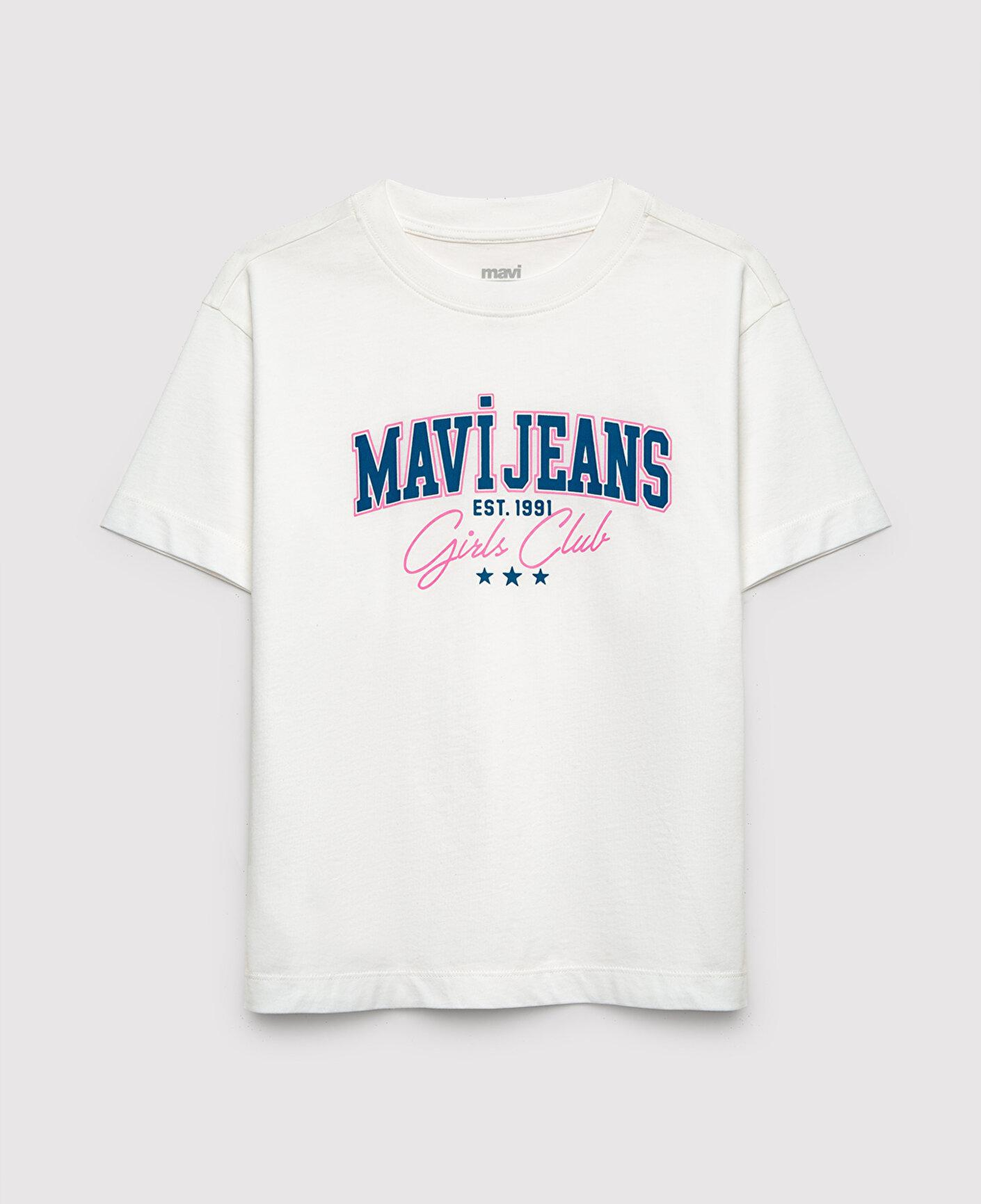 Mavi Mavi Logo Baskılı Ekru Tişört Loose Fit / Bol Rahat Kesim 7610486-70057