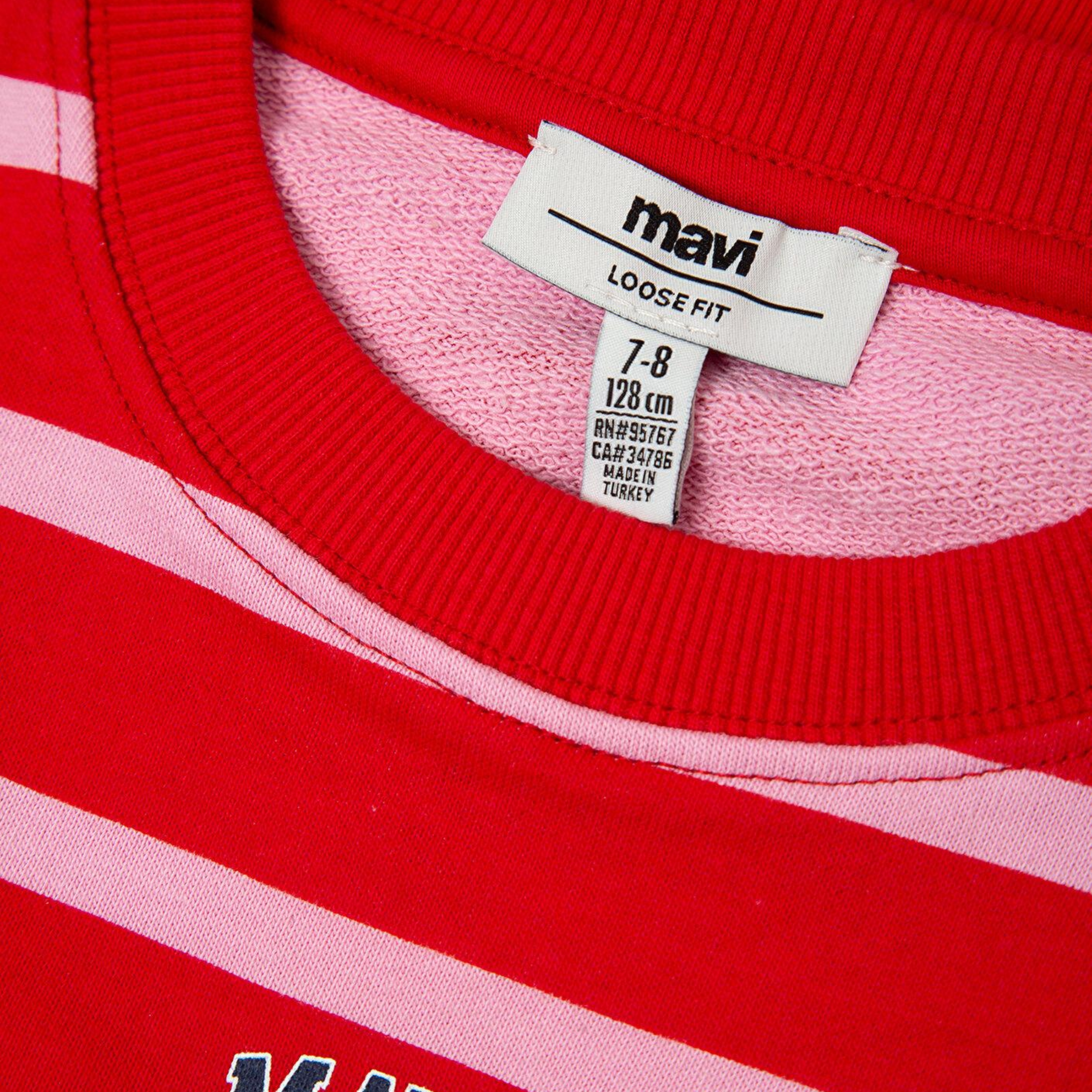 Mavi Mavi Logo Baskılı Kırmızı Çizgili Sweatshirt 7S10038-88044
