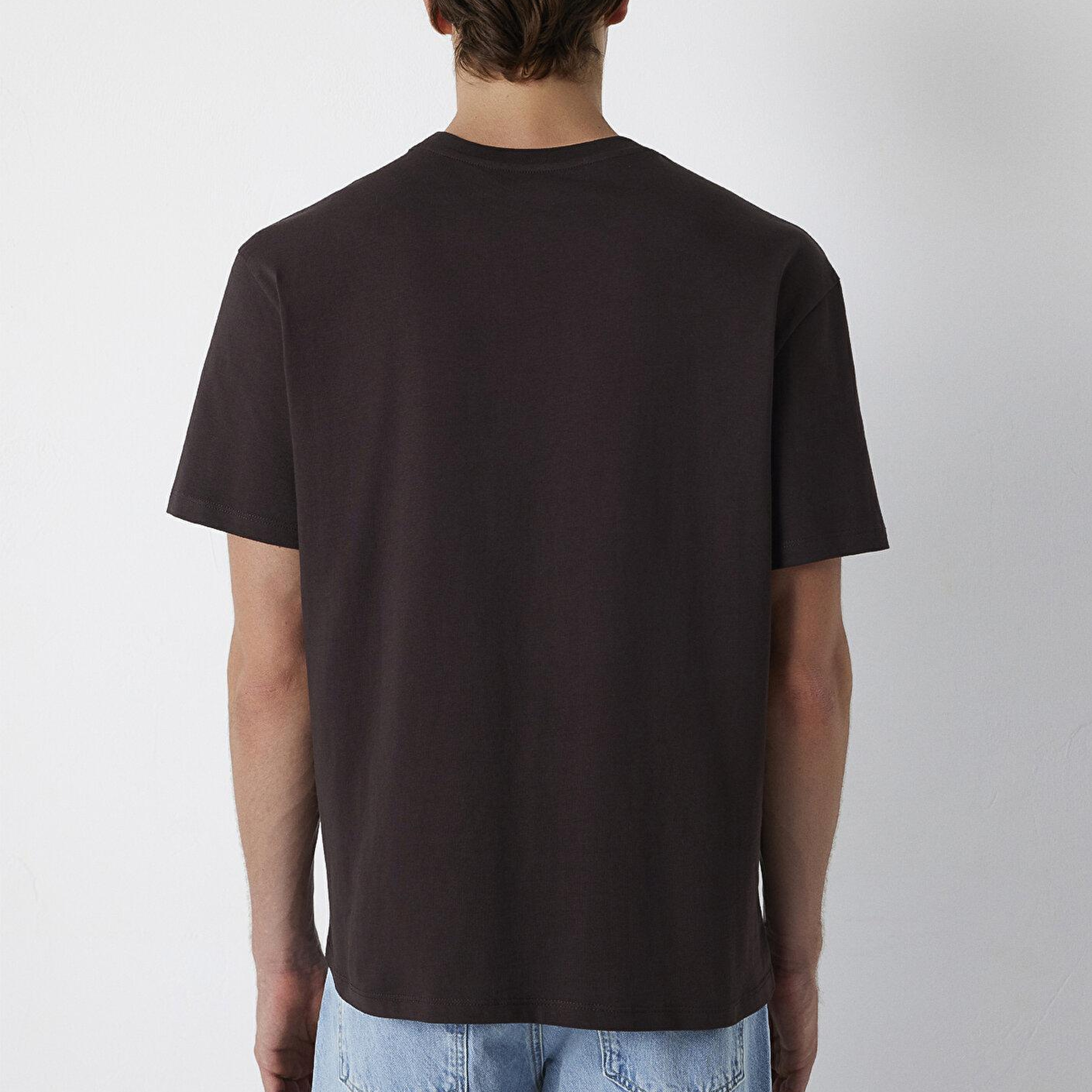 Mavi Kahverengi Basic Tişört Loose Fit / Bol Rahat Kesim 0611824-70240