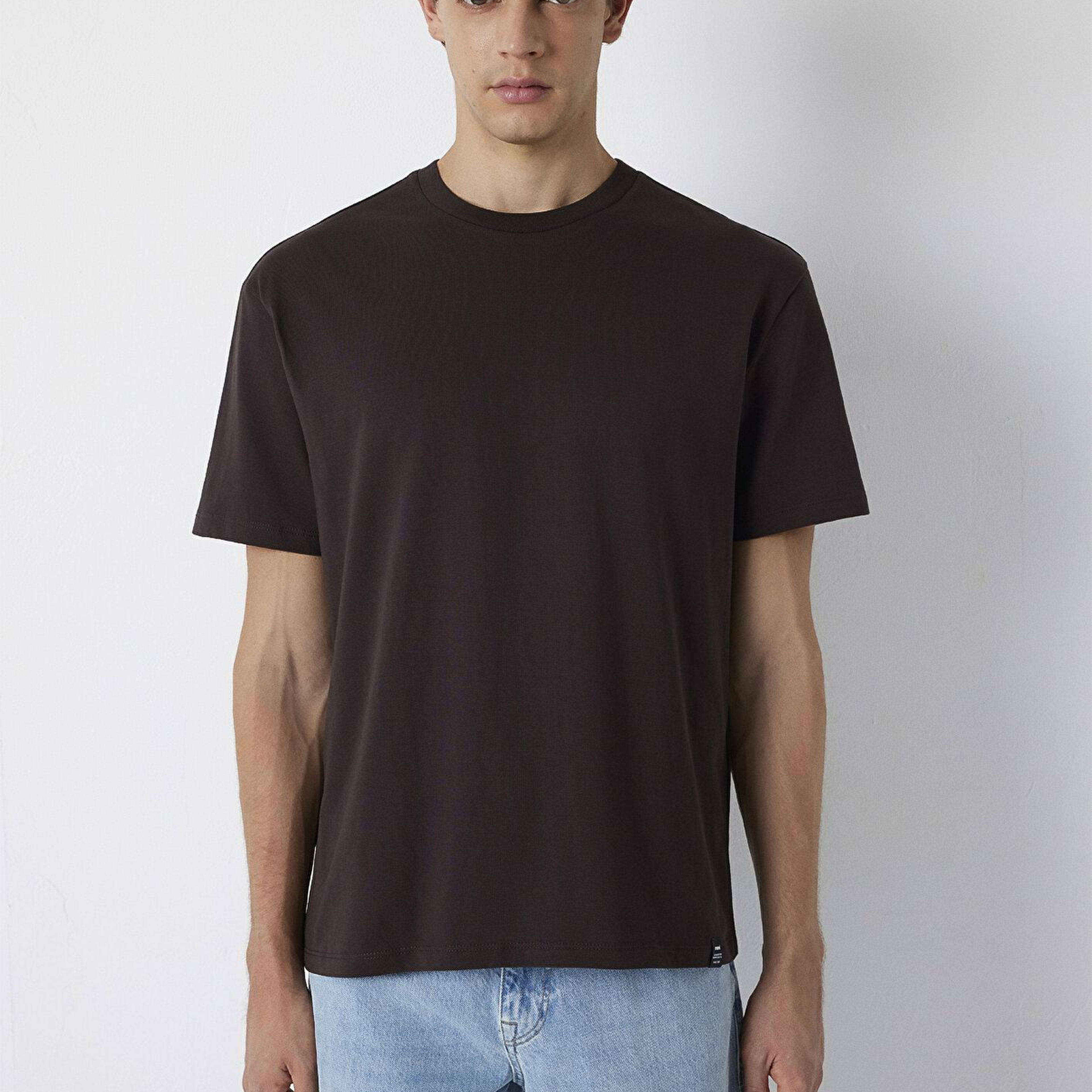 Mavi Kahverengi Basic Tişört Loose Fit / Bol Rahat Kesim 0611824-70240