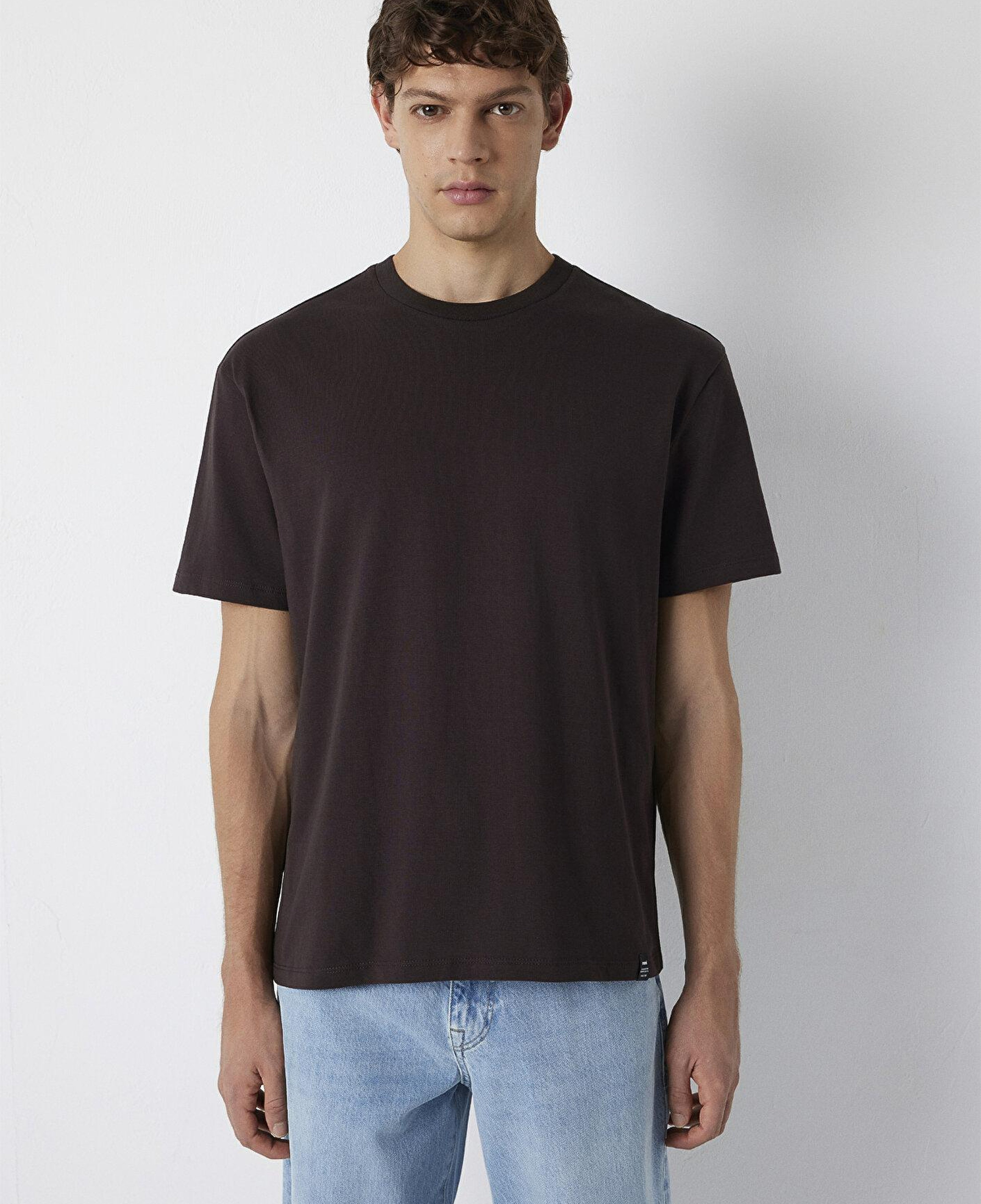 Mavi Kahverengi Basic Tişört Loose Fit / Bol Rahat Kesim 0611824-70240