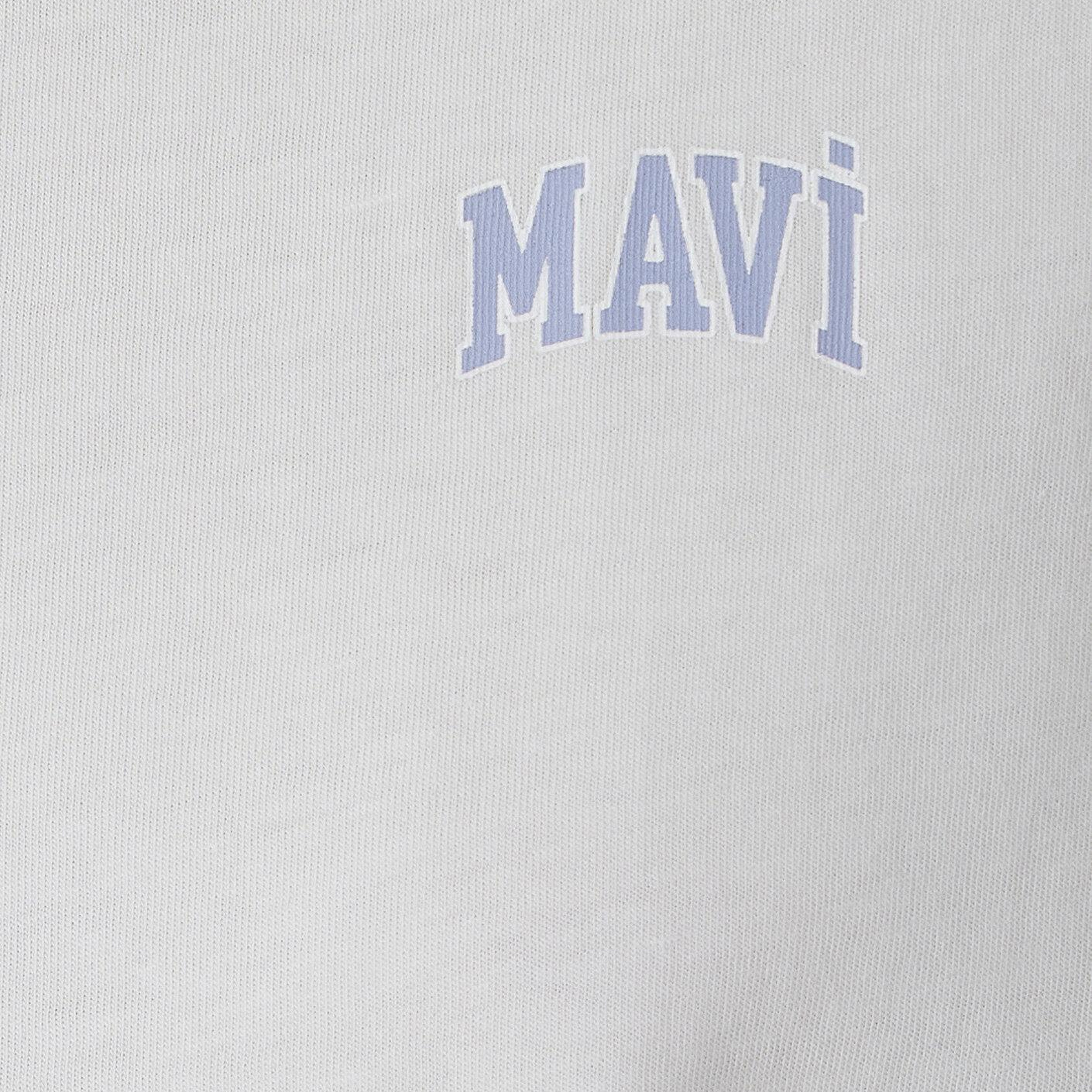 Mavi Mavi Logo Baskılı Ekru Tişört Regular Fit / Normal Kesim 1611900-80194