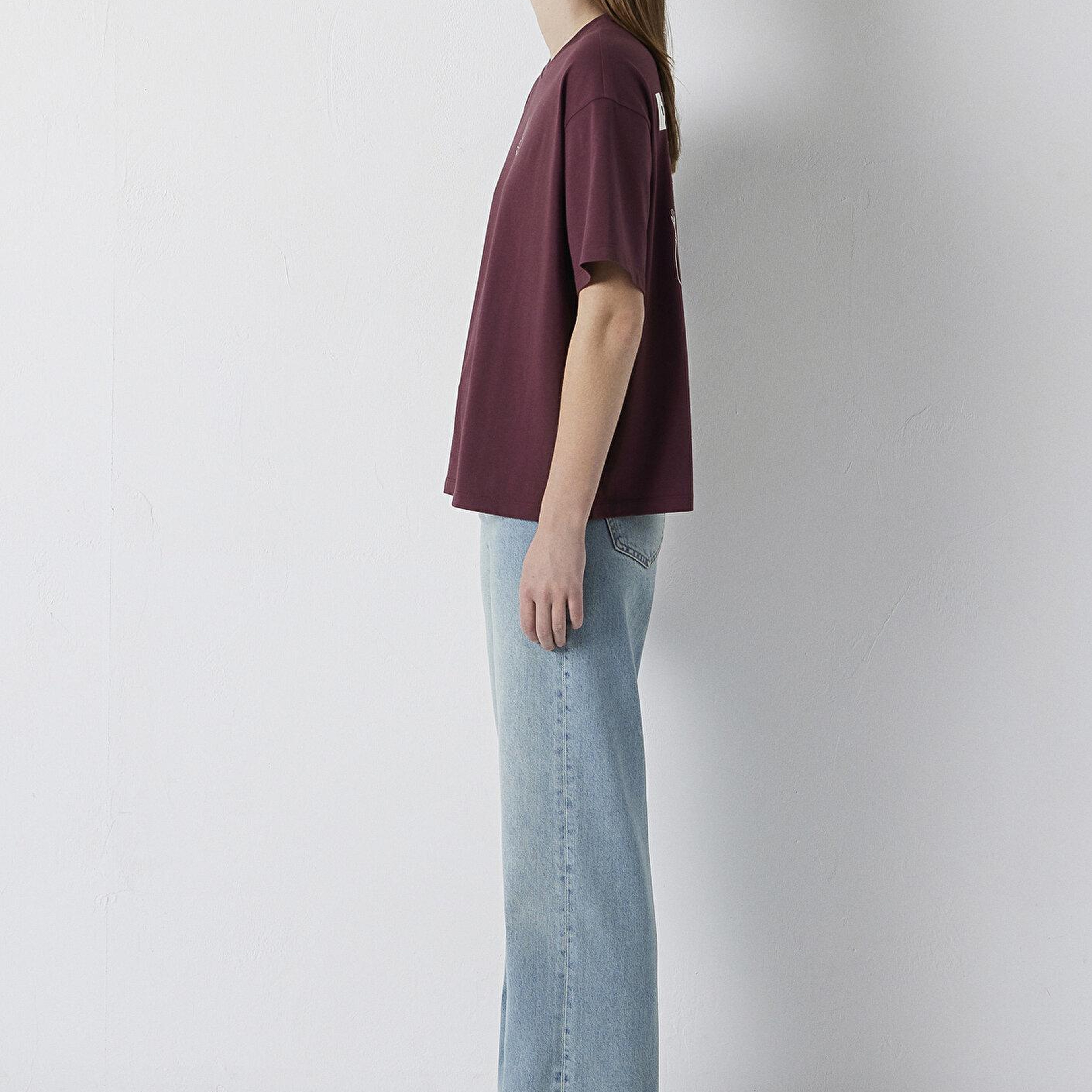 Mavi Slogan Baskılı Bordo Tişört Boxy Fit 1614166-70664