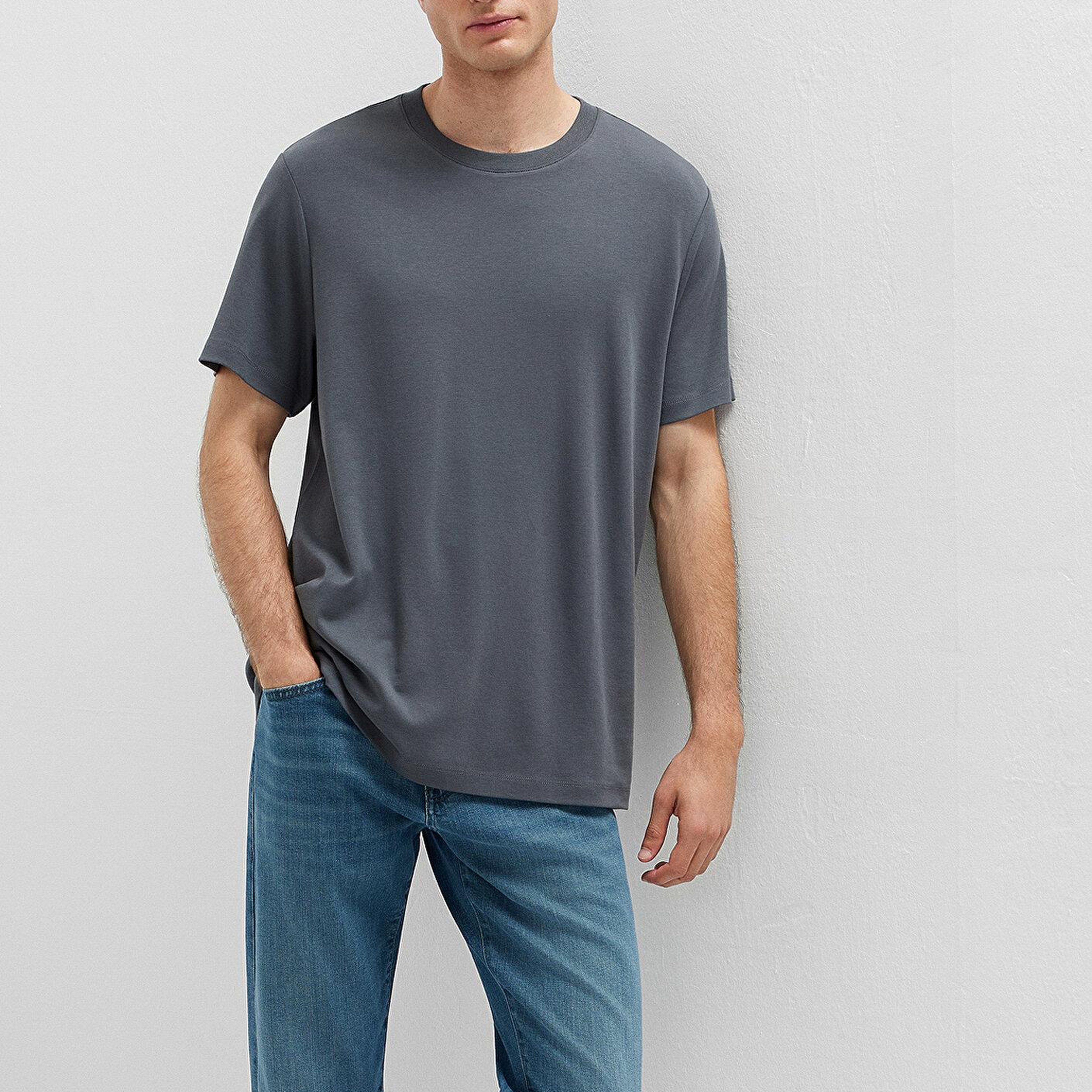 Mavi Gri Basic Tişört Regular Fit / Normal Kesim 0613525-85309