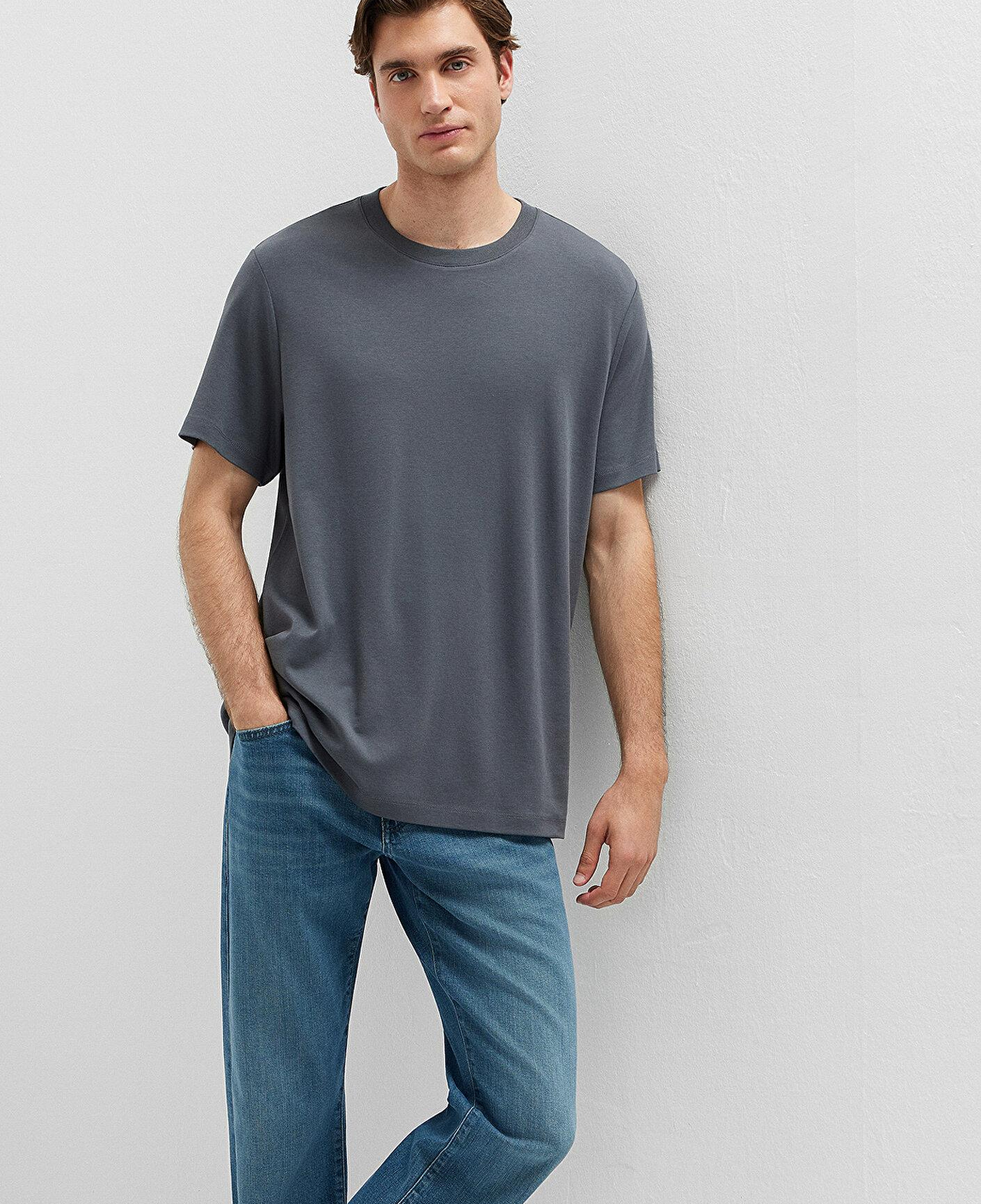 Mavi Gri Basic Tişört Regular Fit / Normal Kesim 0613525-85309