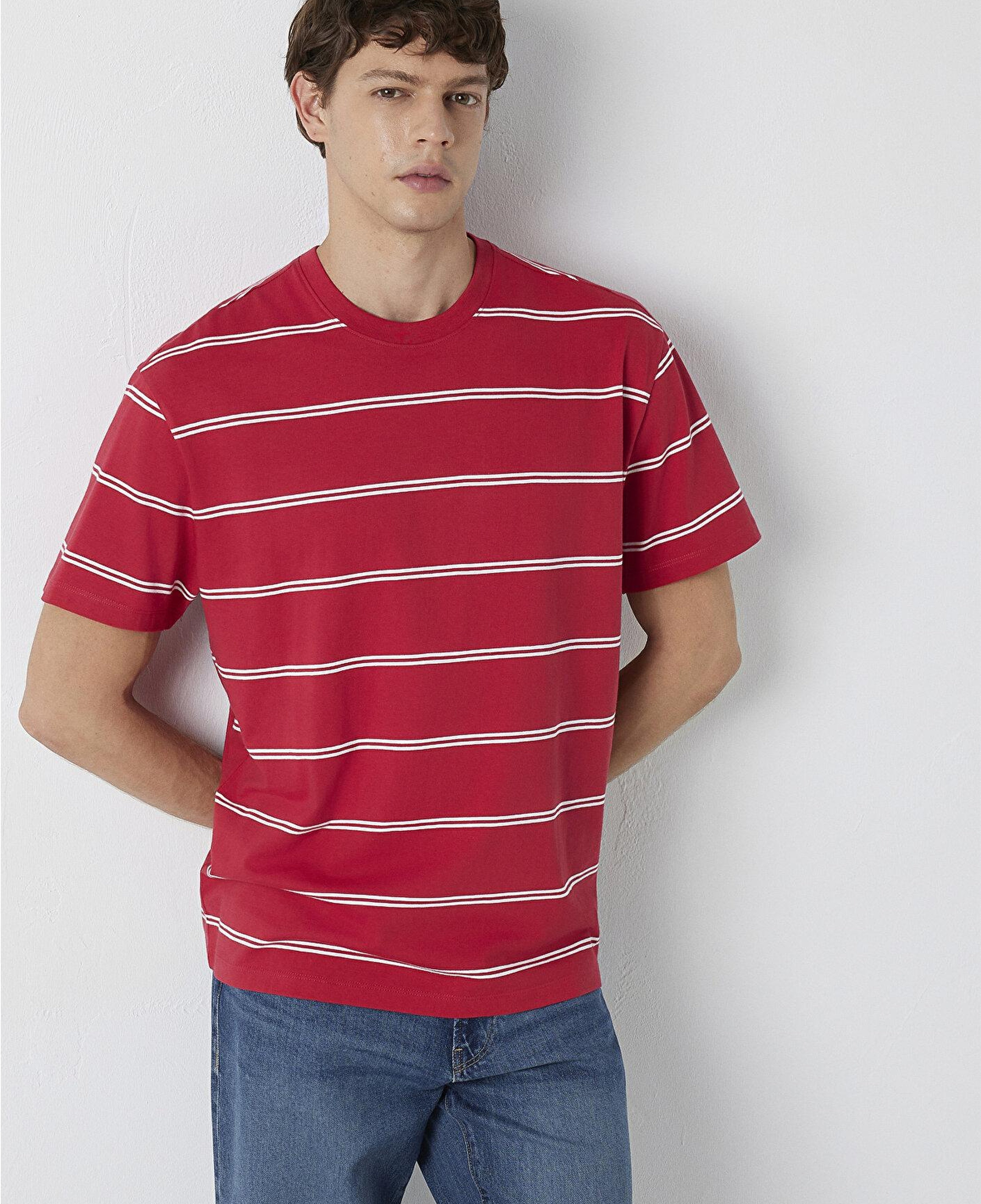 Mavi Çizgili Tişört Loose Fit / Bol Rahat Kesim 0613500-90367