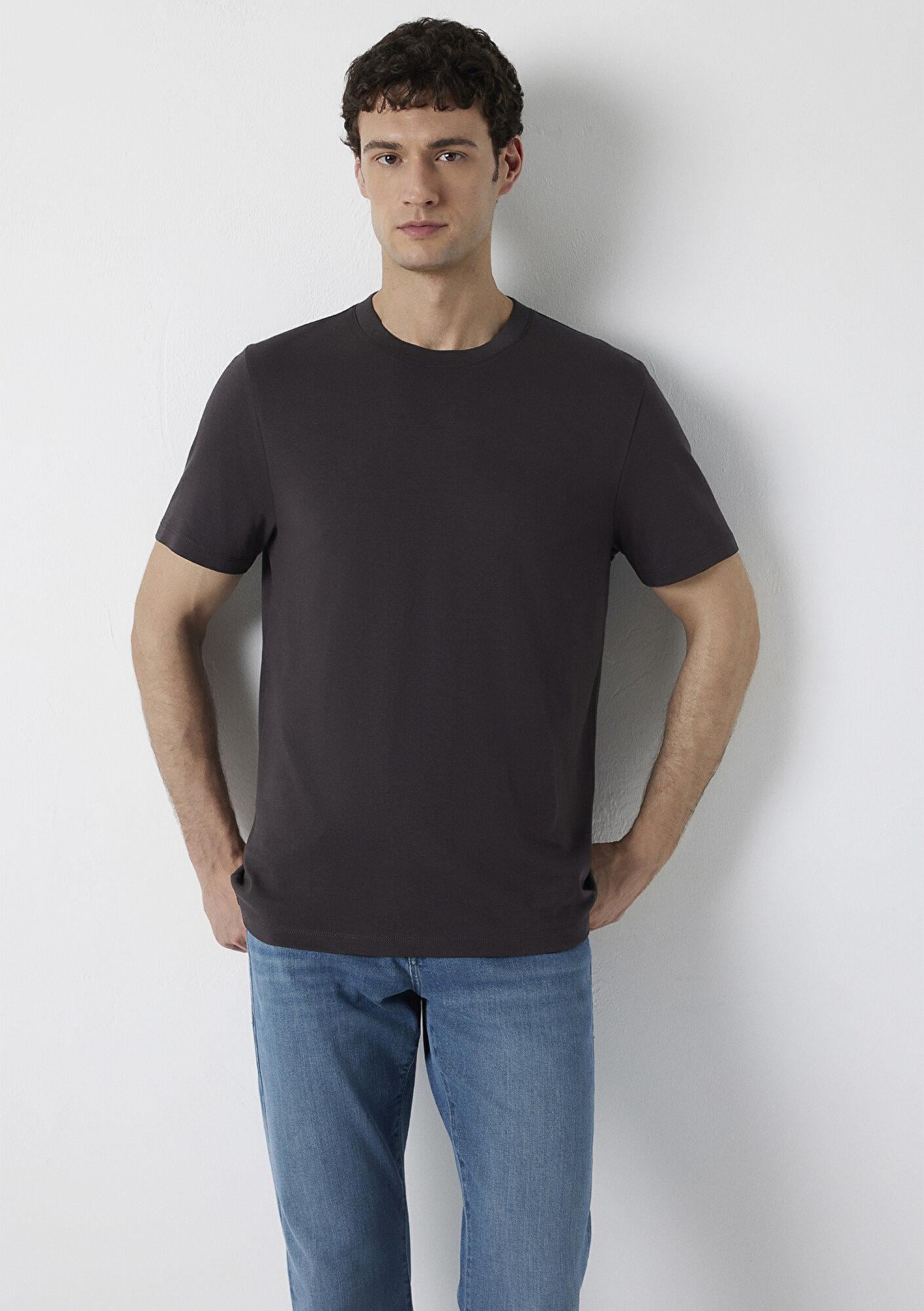 Mavi Kahverengi Basic Tişört Regular Fit / Normal Kesim 0613525-70219