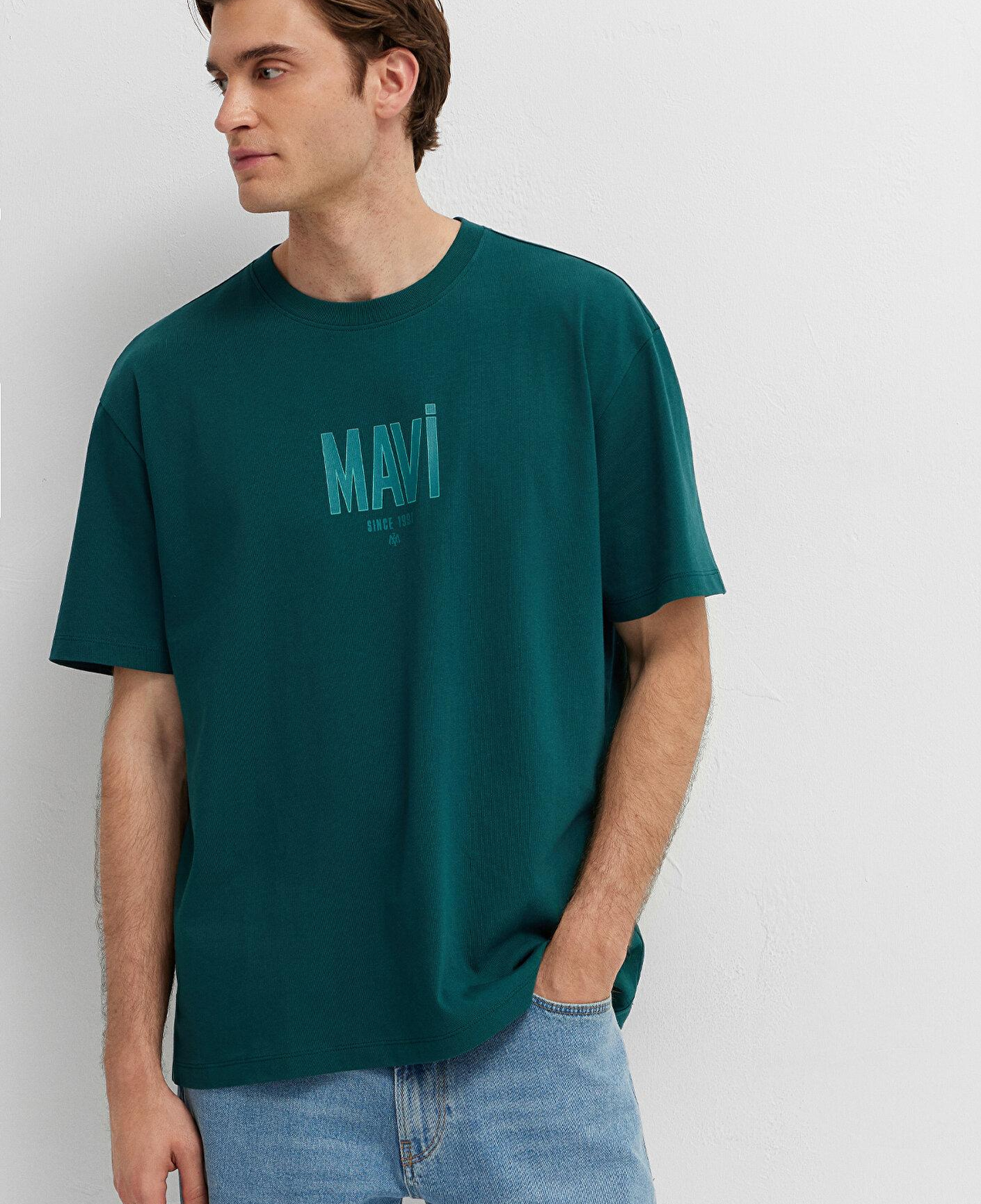 Mavi Mavi Logo Baskılı Yeşil Tişört Loose Fit / Bol Rahat Kesim 0613570-90366
