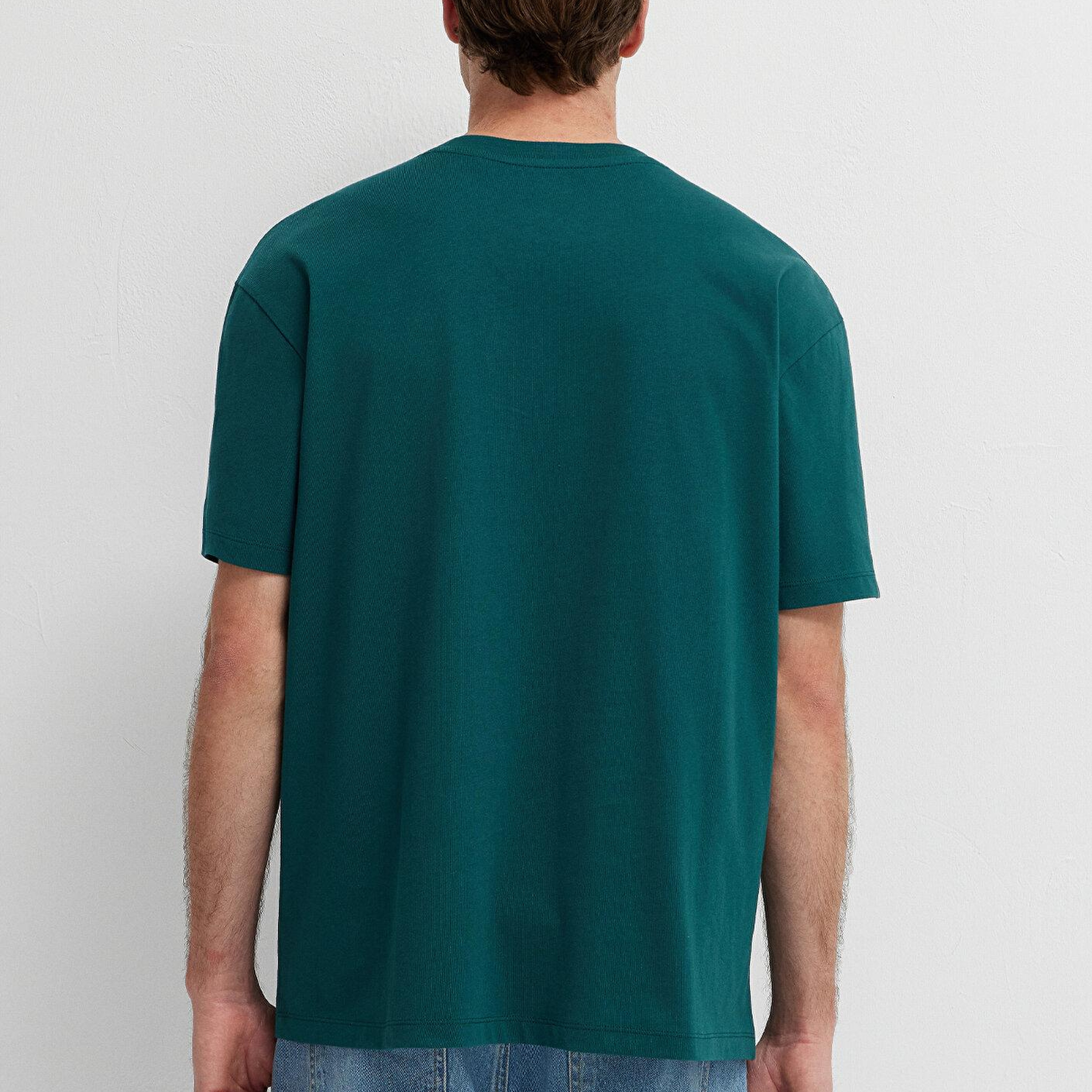 Mavi Mavi Logo Baskılı Yeşil Tişört Loose Fit / Bol Rahat Kesim 0613570-90366