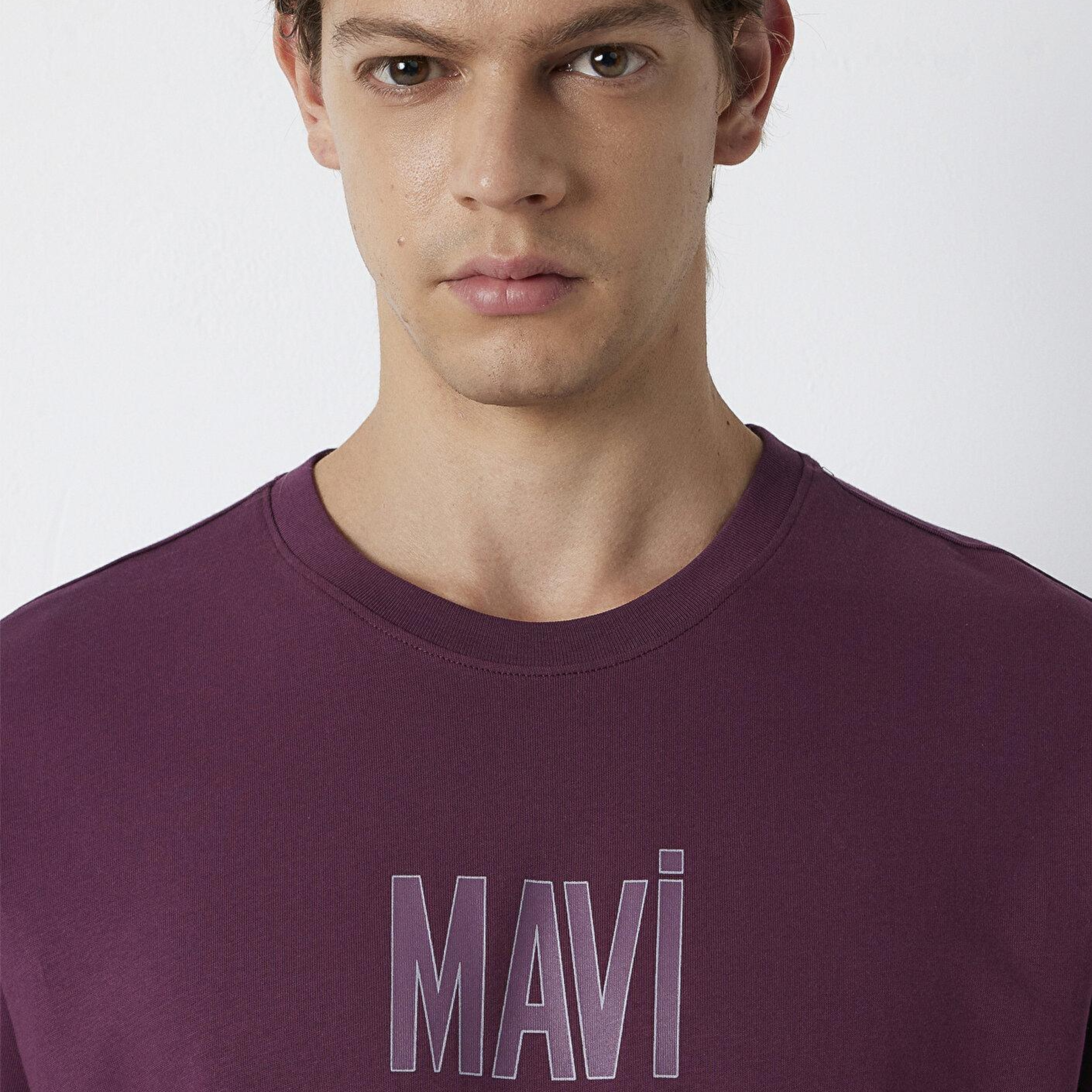 Mavi Mavi Logo Baskılı Mor Tişört Loose Fit / Bol Rahat Kesim 0613570-70665