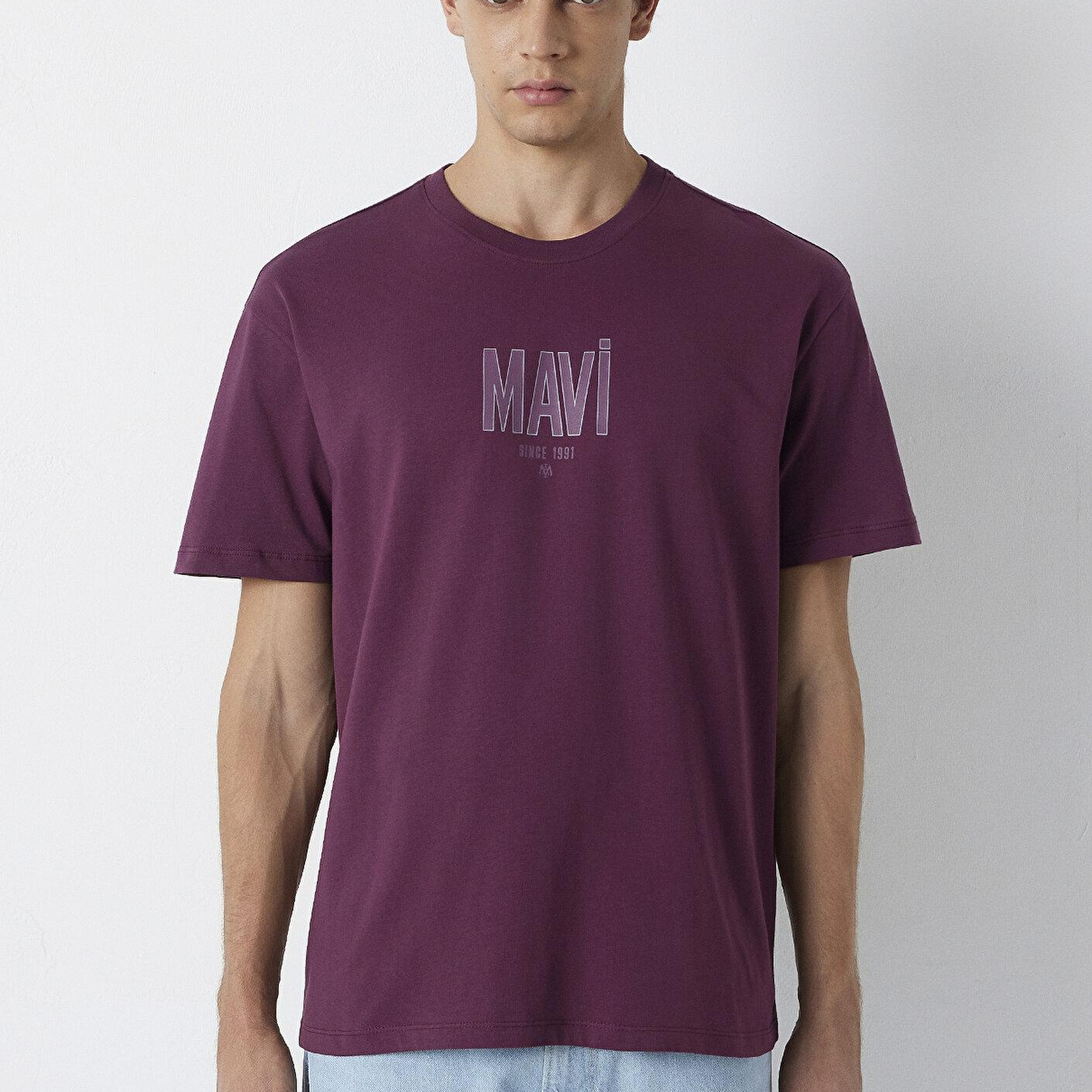 Mavi Mavi Logo Baskılı Mor Tişört Loose Fit / Bol Rahat Kesim 0613570-70665