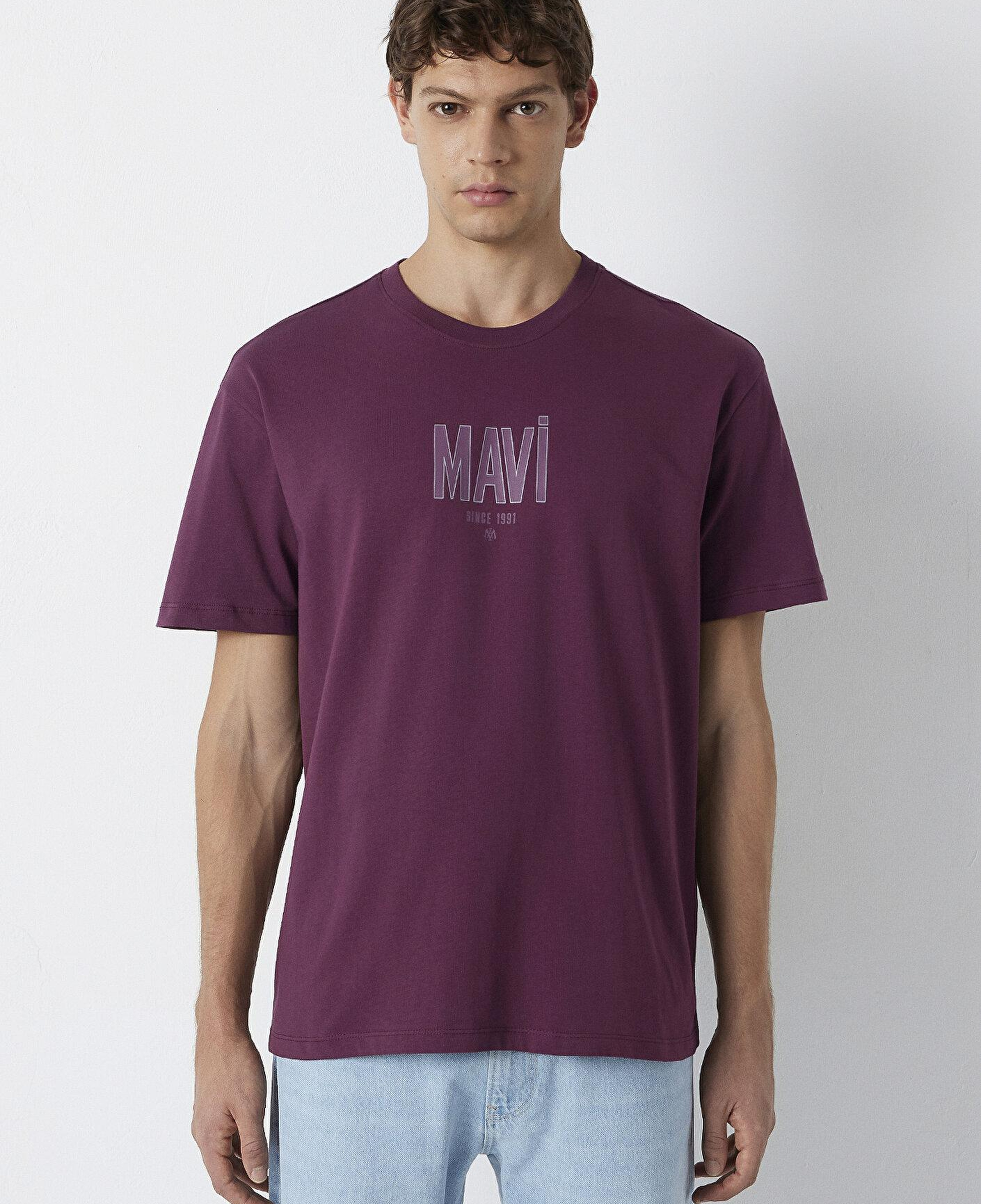 Mavi Mavi Logo Baskılı Mor Tişört Loose Fit / Bol Rahat Kesim 0613570-70665