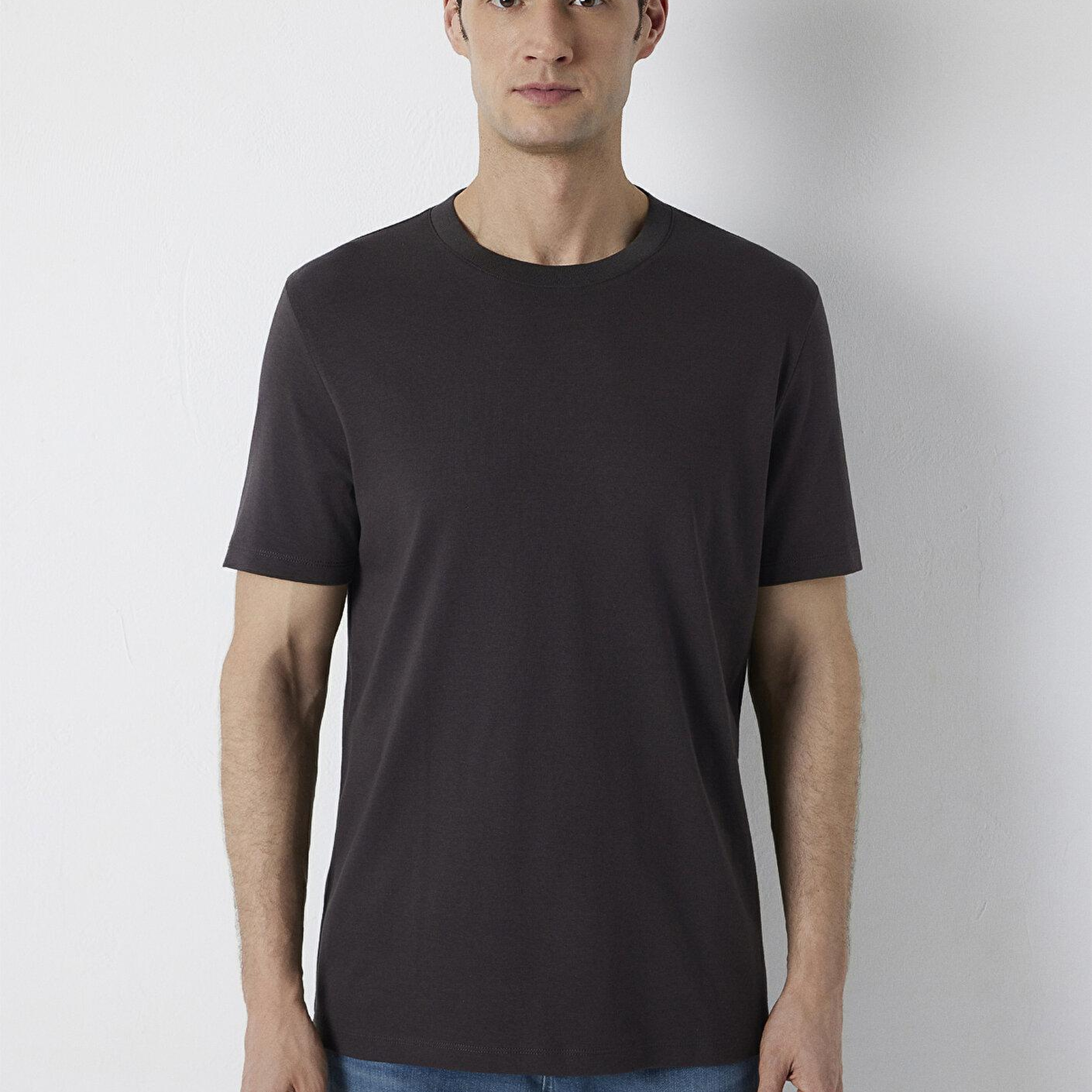 Mavi Kahverengi Basic Tişört Regular Fit / Normal Kesim 0613525-70219