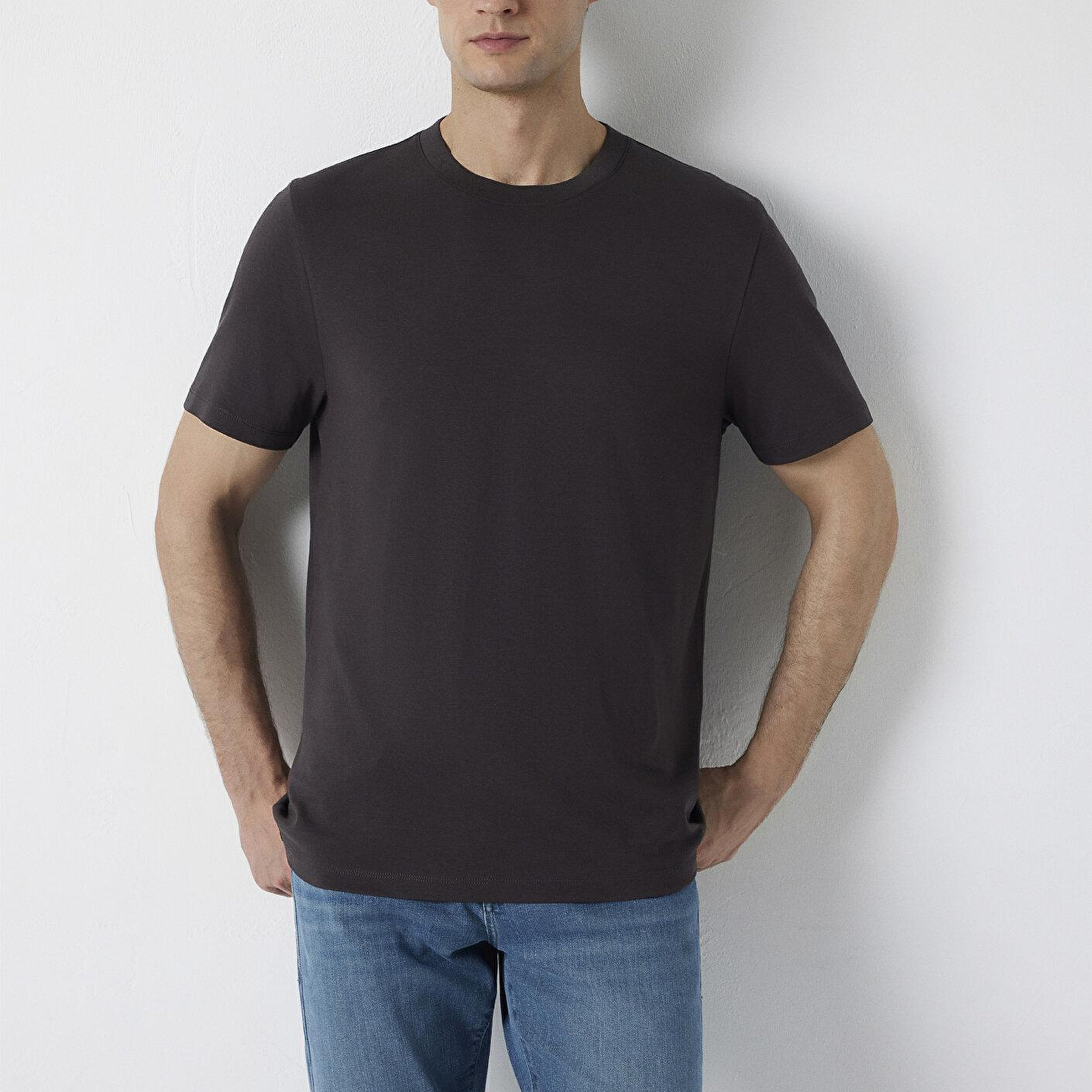 Mavi Kahverengi Basic Tişört Regular Fit / Normal Kesim 0613525-70219