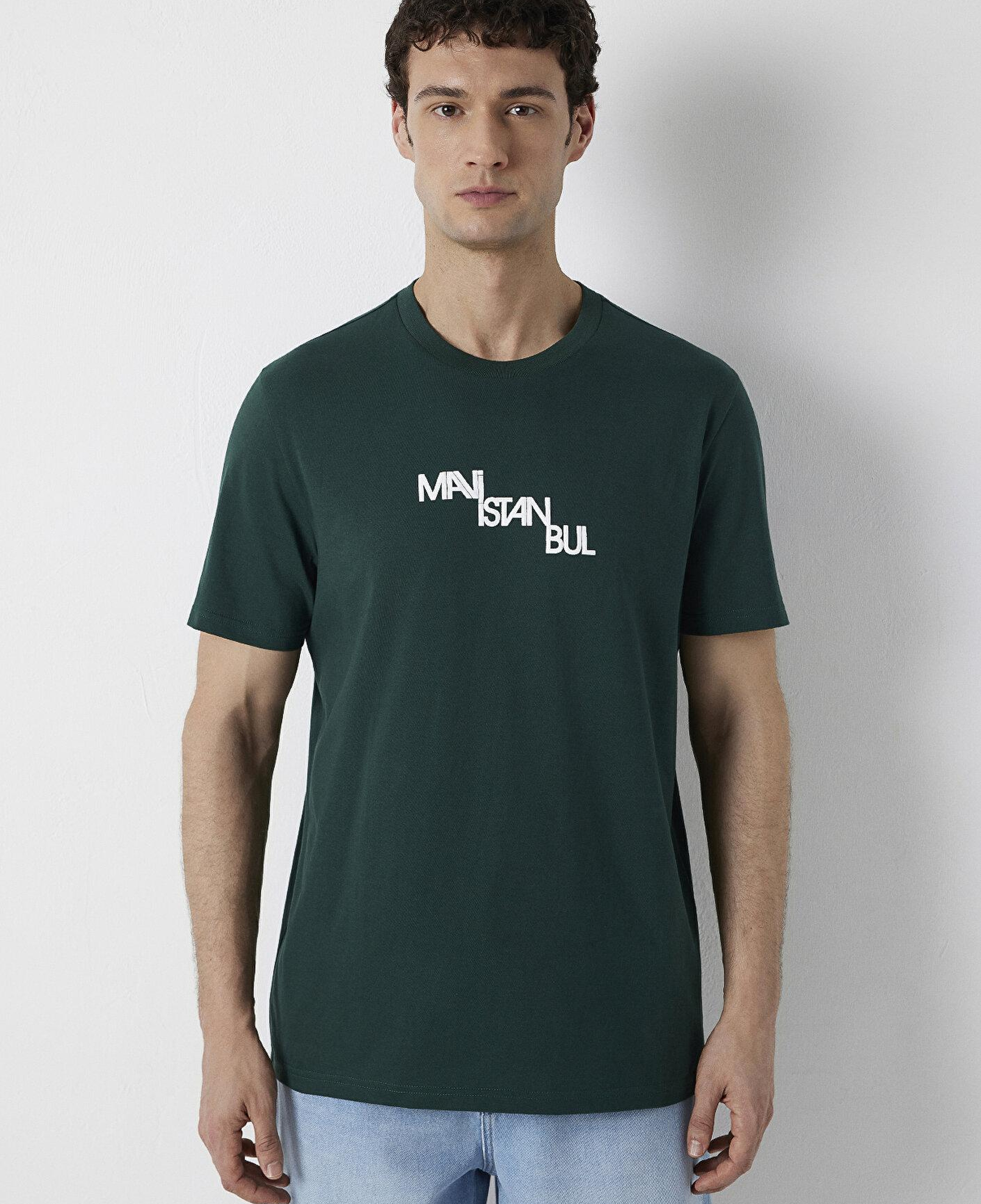 Mavi İstanbul Baskılı Yeşil Tişört Regular Fit / Normal Kesim 0612274-85173