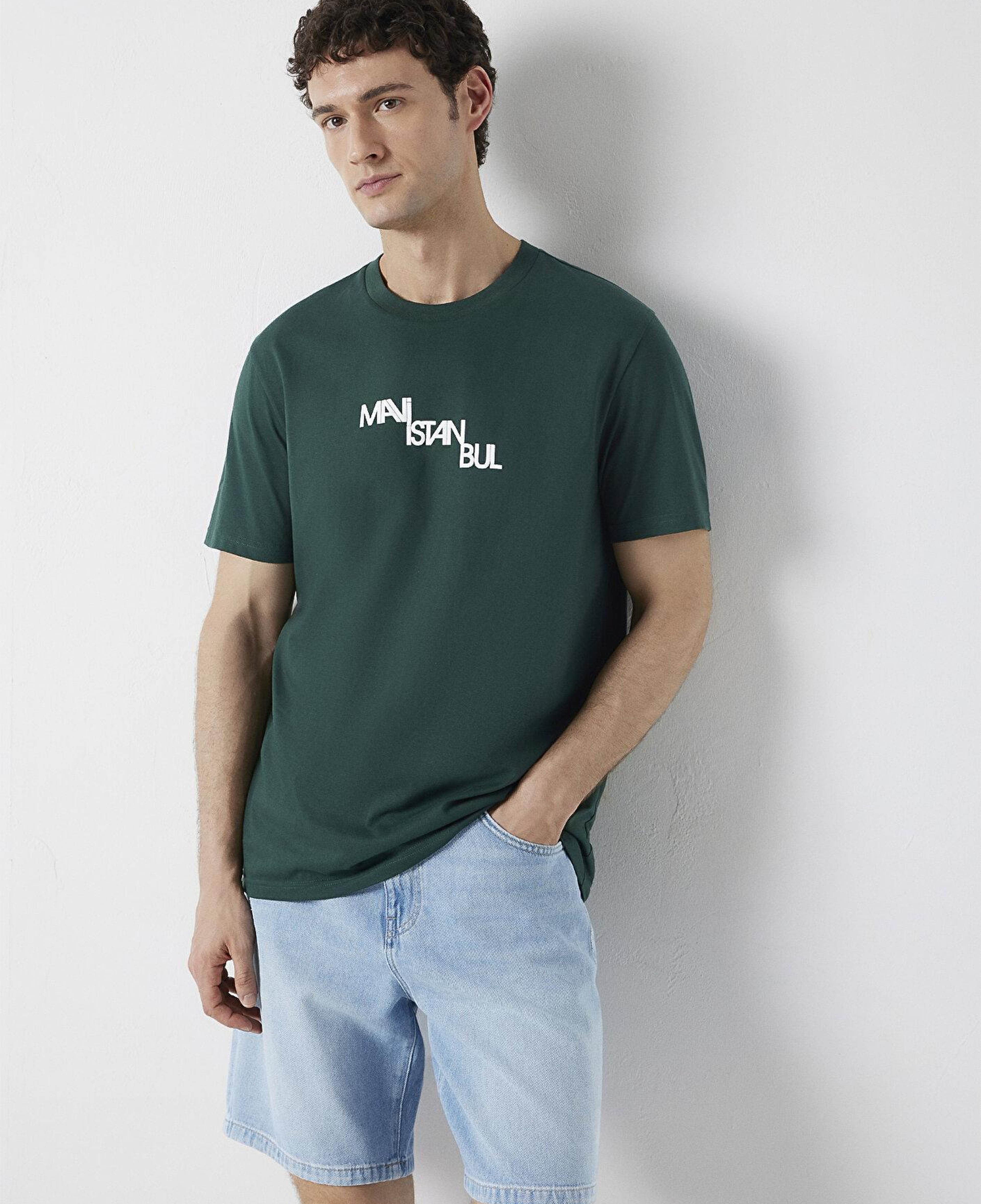 Mavi İstanbul Baskılı Yeşil Tişört Regular Fit / Normal Kesim 0612274-85173