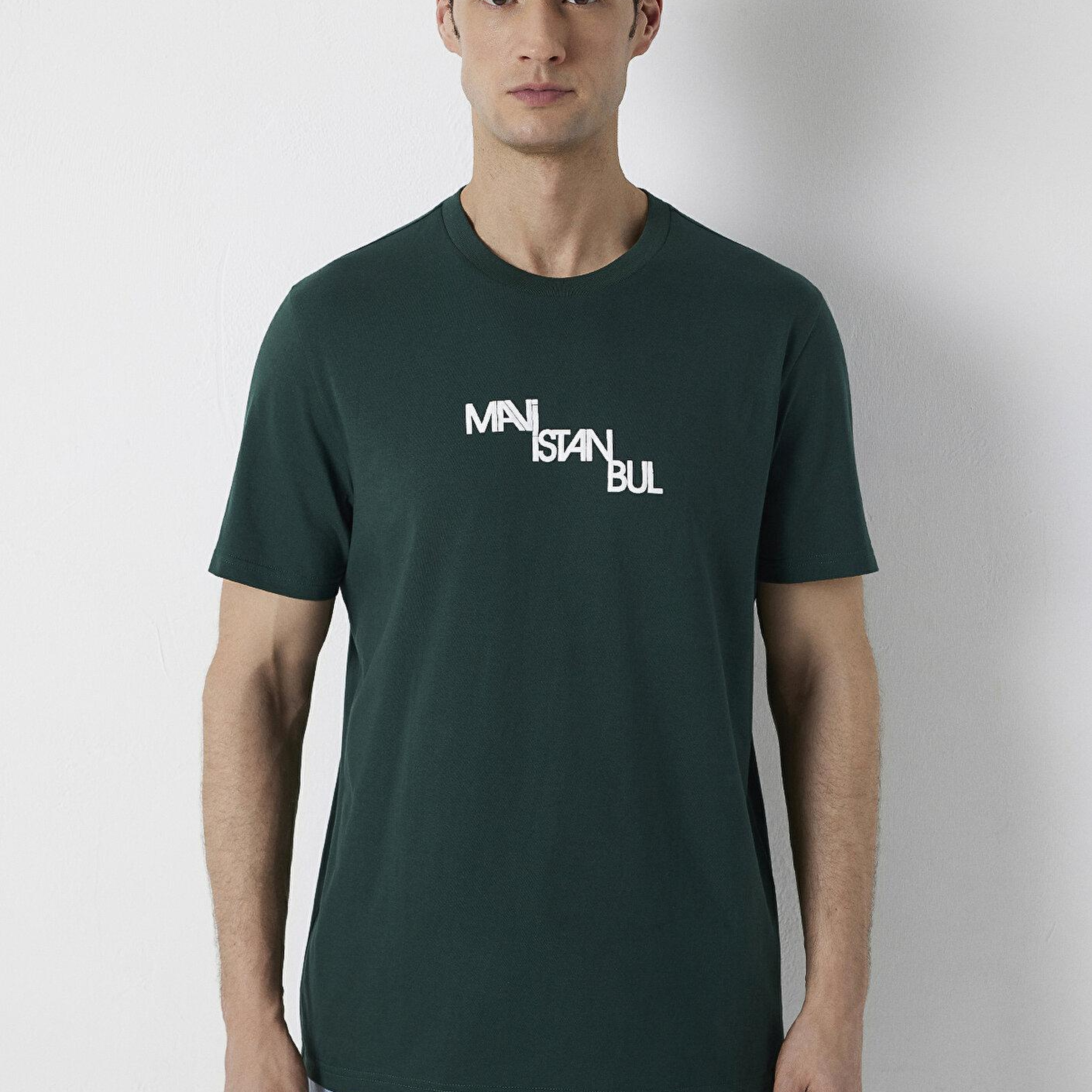 Mavi İstanbul Baskılı Yeşil Tişört Regular Fit / Normal Kesim 0612274-85173