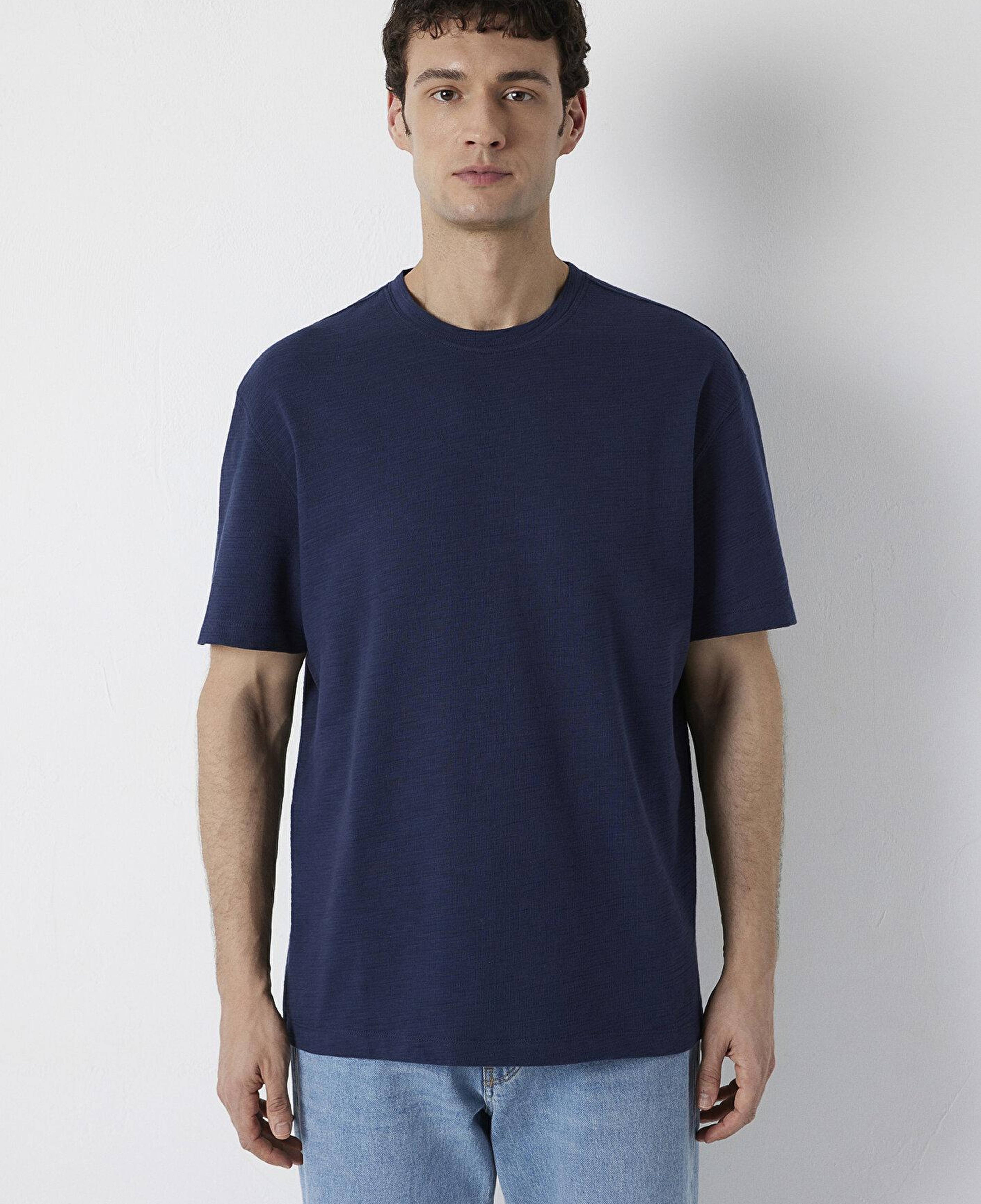Mavi Lacivert Tişört Loose Fit / Bol Rahat Kesim 0613510-70490