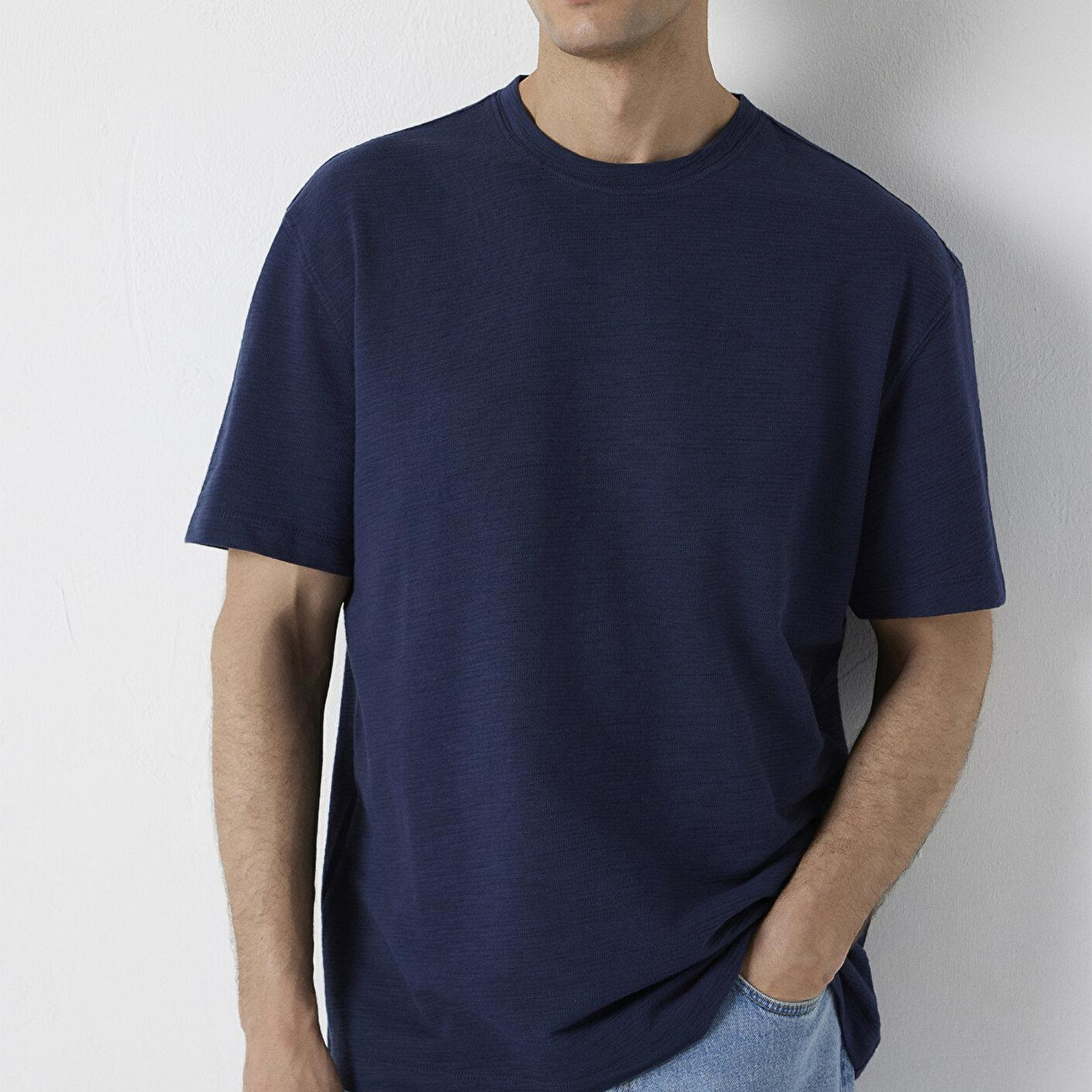 Mavi Lacivert Tişört Loose Fit / Bol Rahat Kesim 0613510-70490