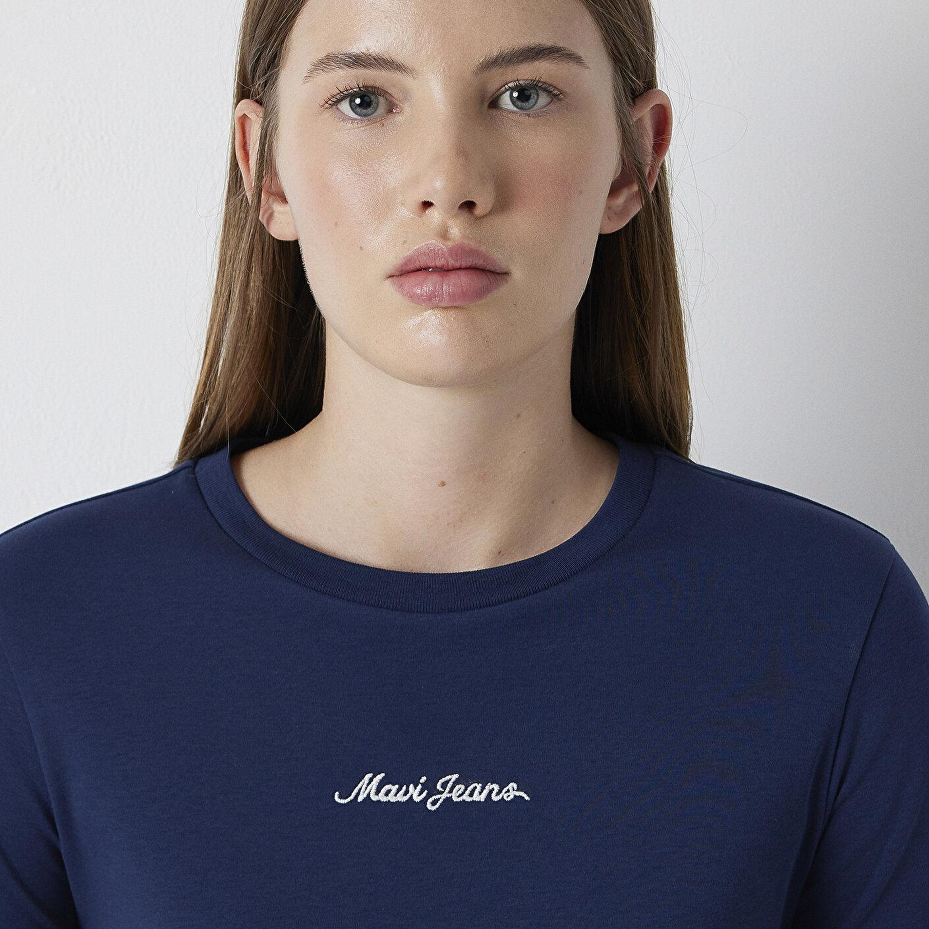 Mavi Mavi Logo Baskılı Lacivert Tişört Slim Fit / Dar Kesim 1614201-70497