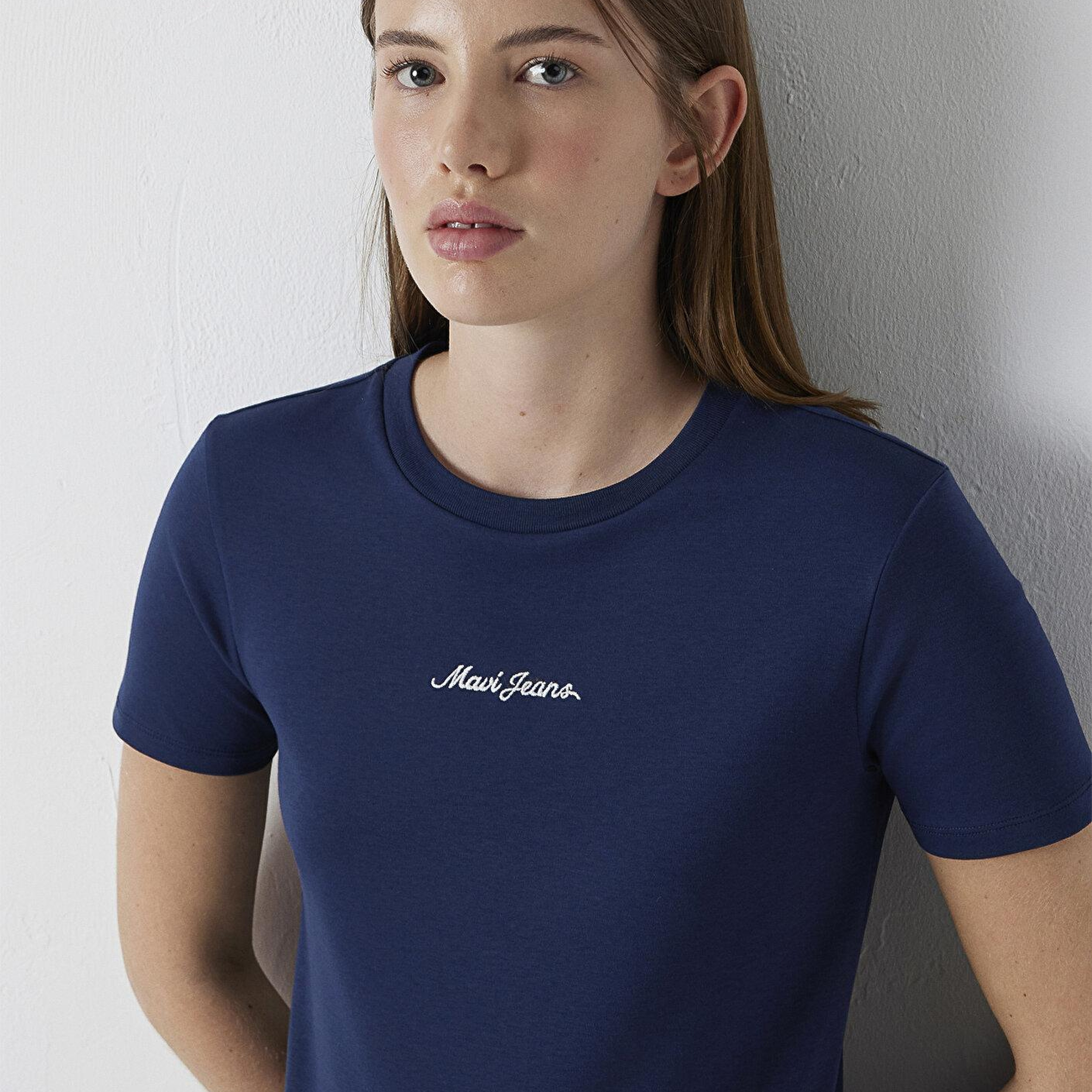 Mavi Mavi Logo Baskılı Lacivert Tişört Slim Fit / Dar Kesim 1614201-70497