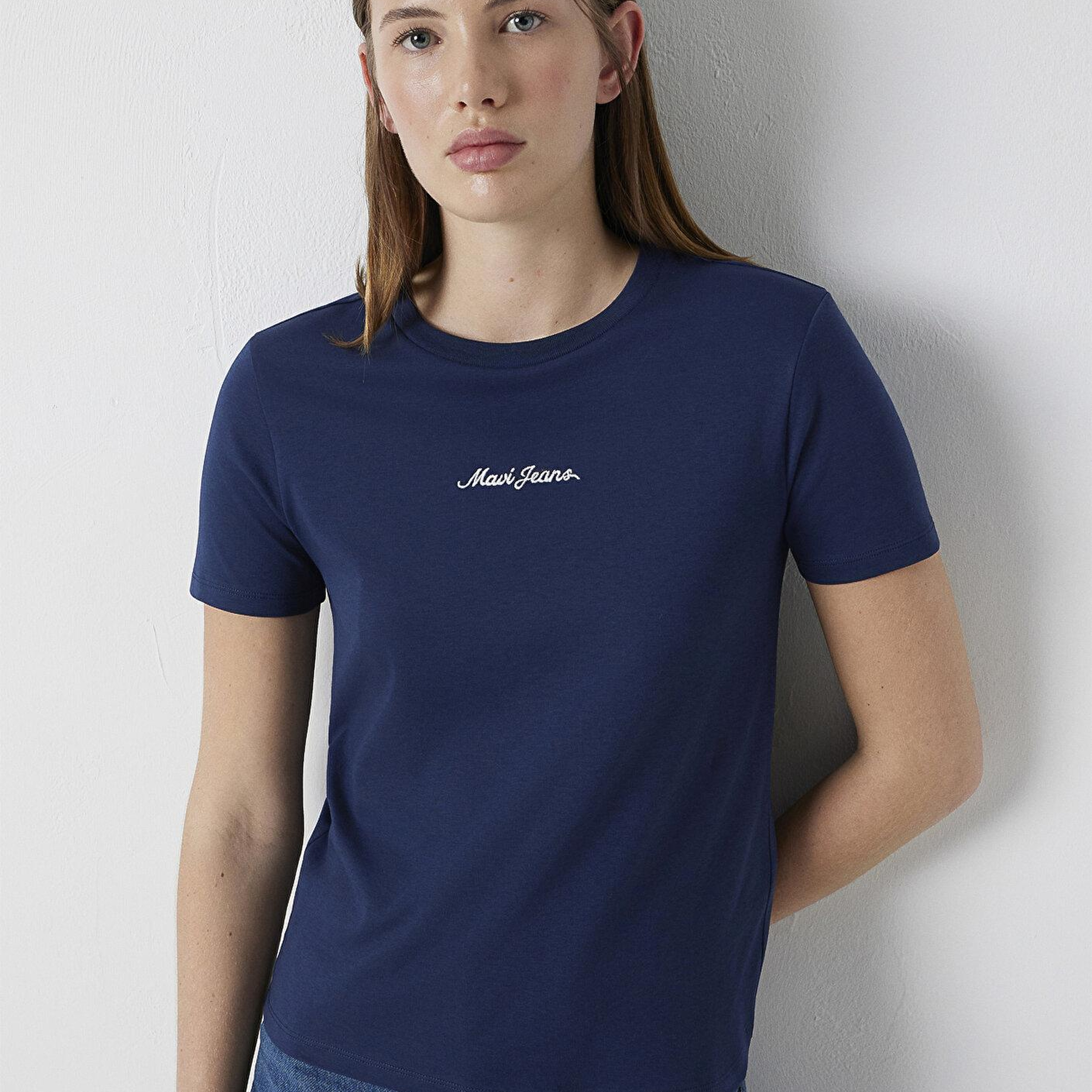 Mavi Mavi Logo Baskılı Lacivert Tişört Slim Fit / Dar Kesim 1614201-70497