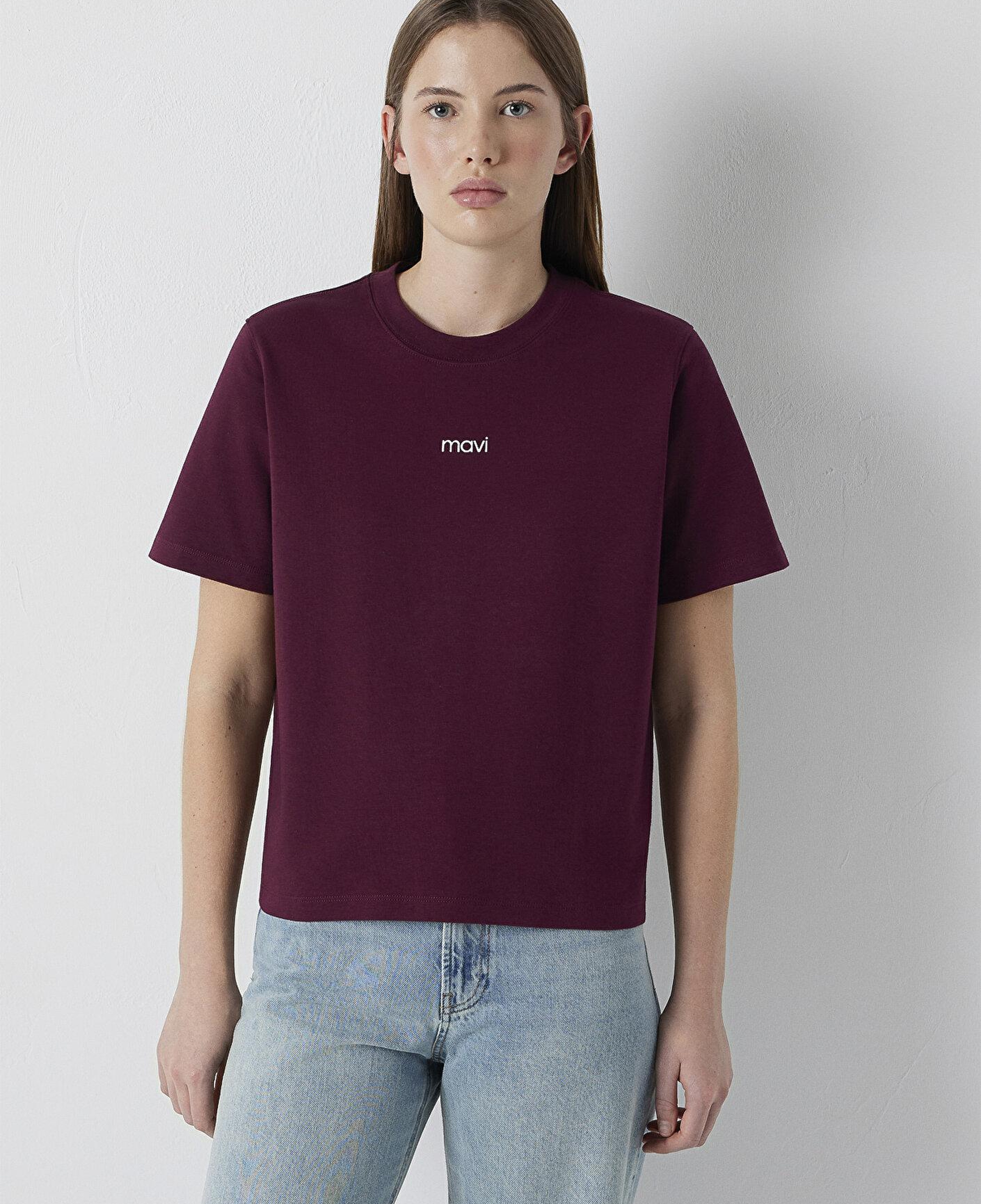 Mavi Mavi Logo Baskılı Bordo Tişört Regular Fit / Normal Kesim 1612829-70434