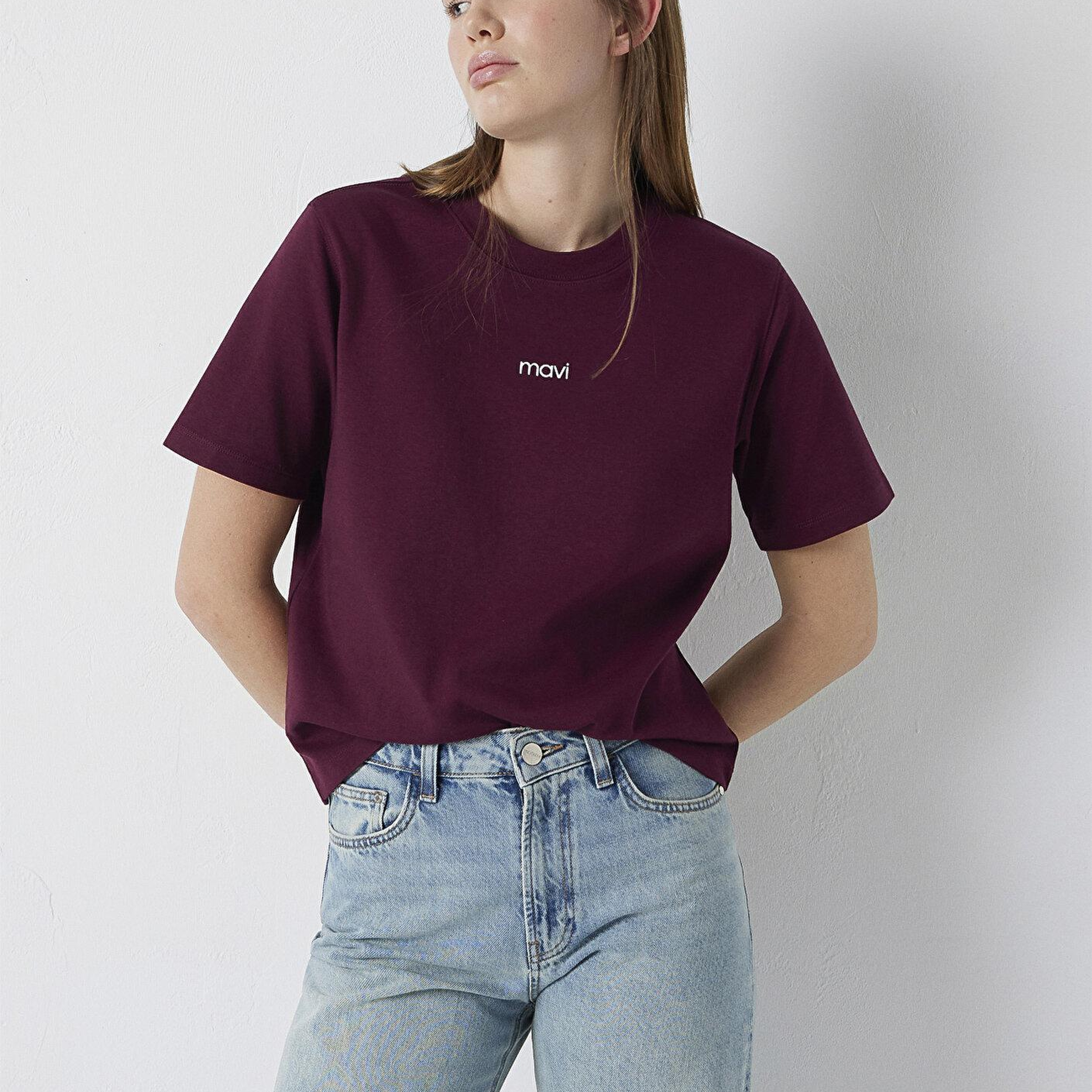 Mavi Mavi Logo Baskılı Bordo Tişört Regular Fit / Normal Kesim 1612829-70434