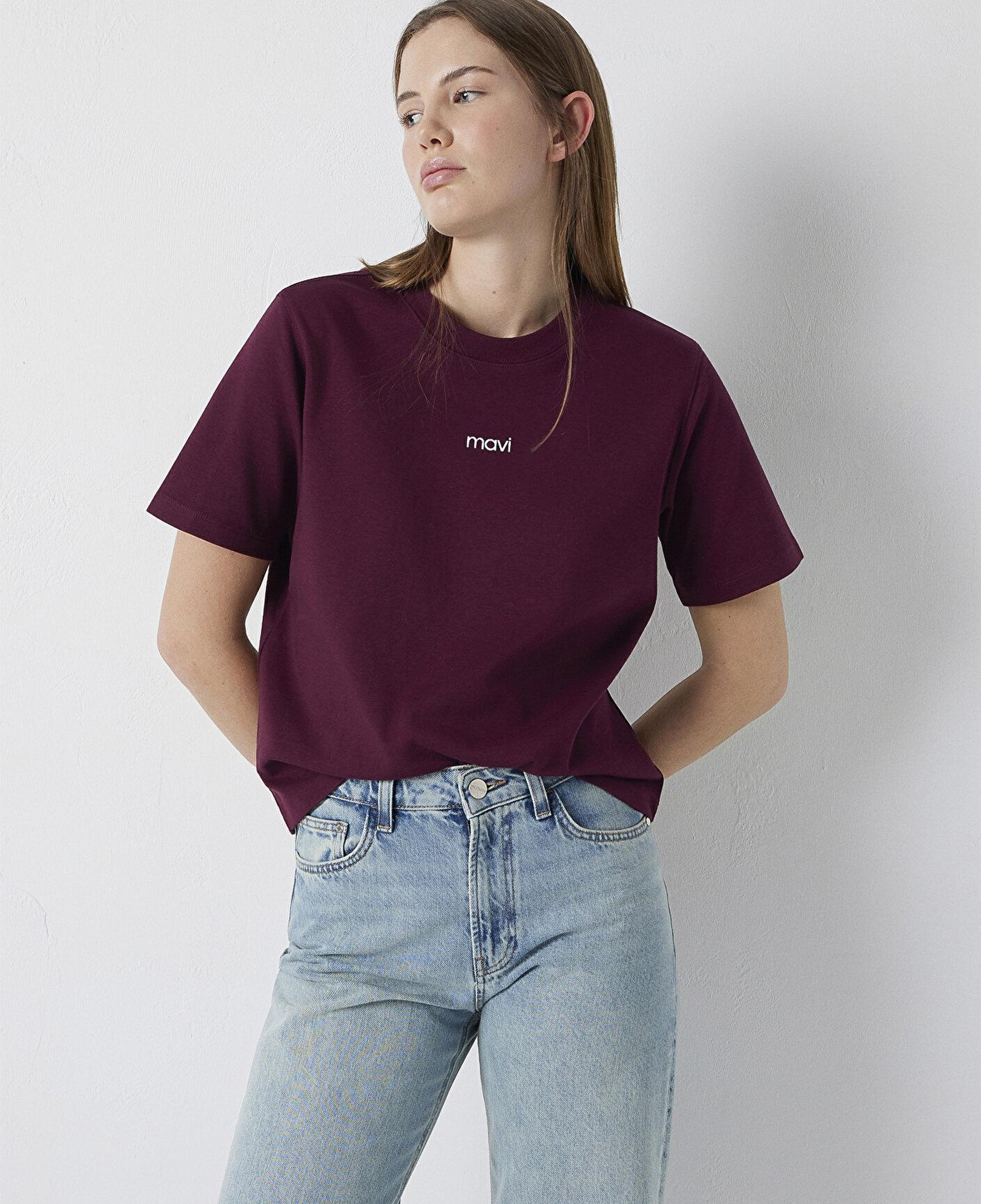 Mavi Mavi Logo Baskılı Bordo Tişört Regular Fit / Normal Kesim 1612829-70434