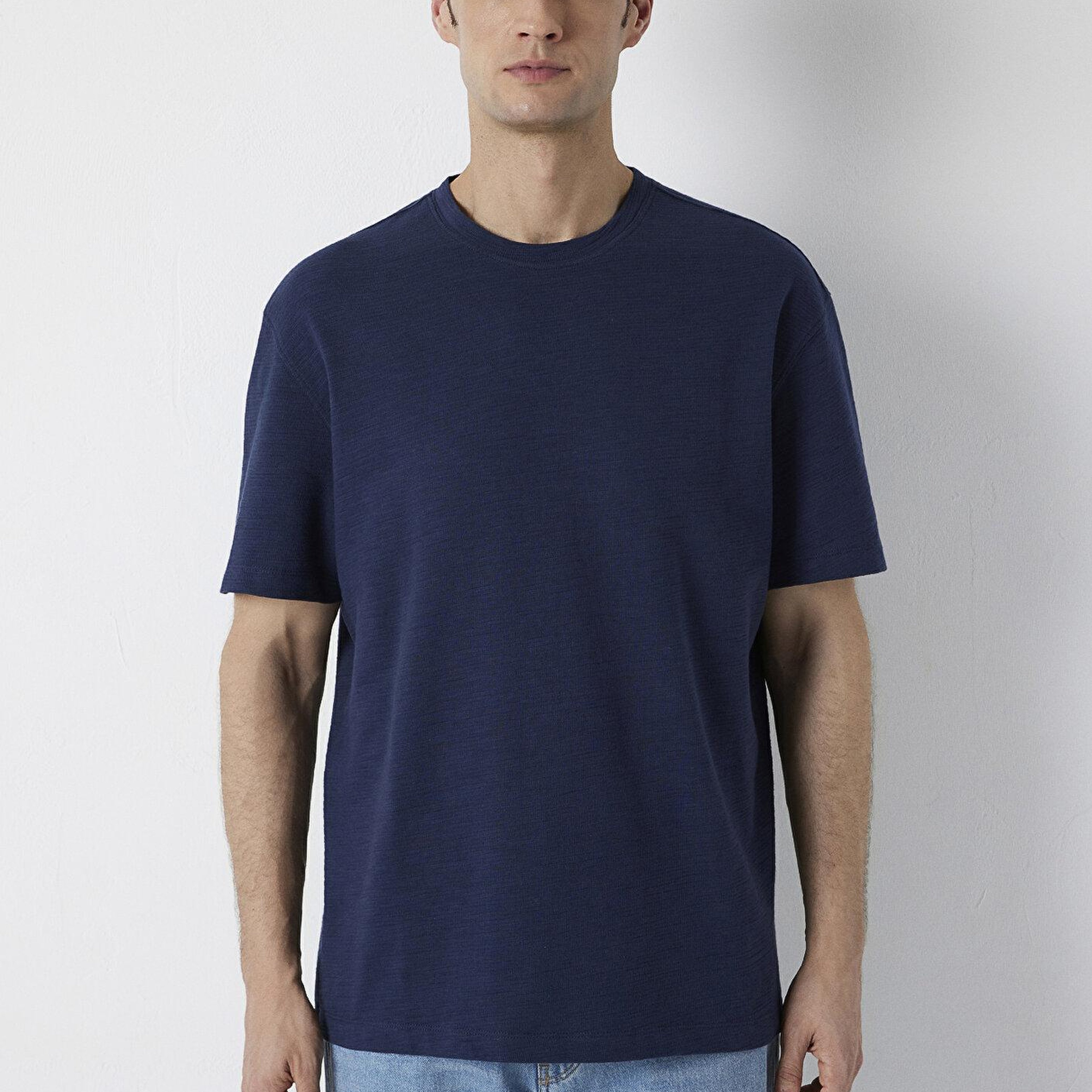 Mavi Lacivert Tişört Loose Fit / Bol Rahat Kesim 0613510-70490