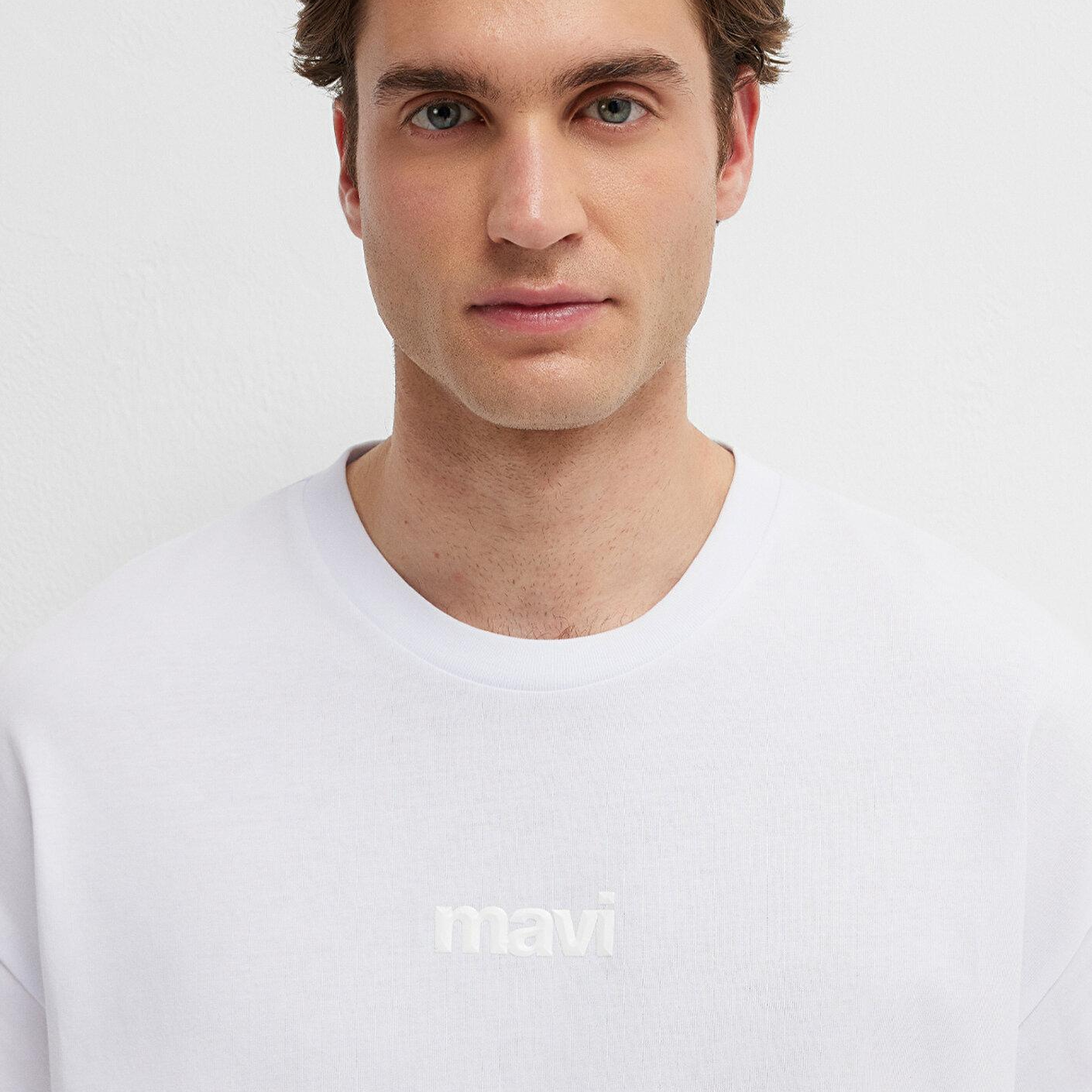 Mavi Mavi Baskılı Beyaz Tişört Oversize / Geniş Kesim 0613553-620