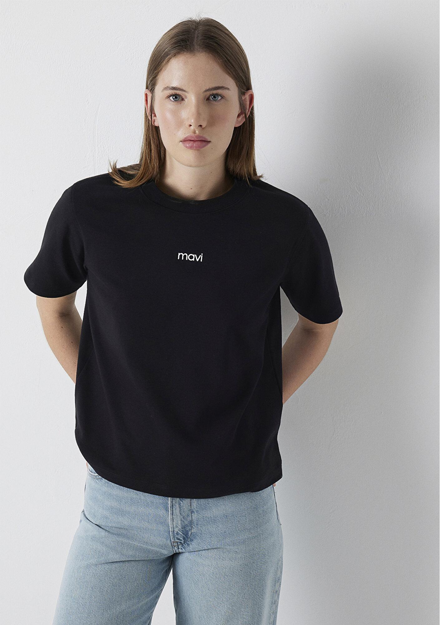Mavi Mavi Logo Baskılı Siyah Tişört Regular Fit / Normal Kesim 1612829-900