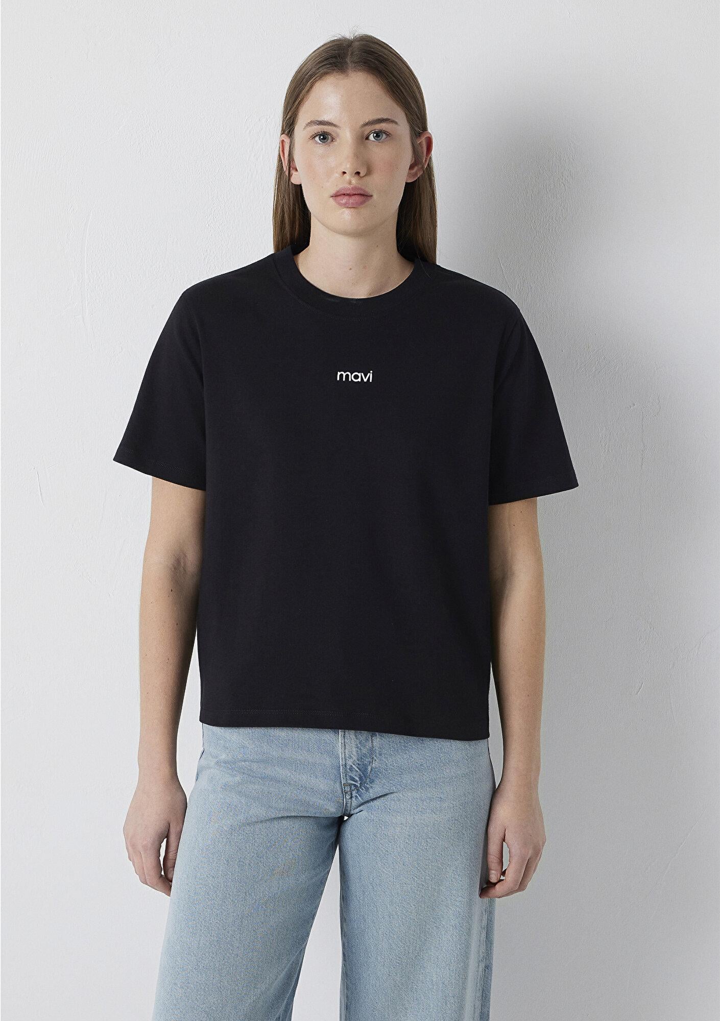 Mavi Mavi Logo Baskılı Siyah Tişört Regular Fit / Normal Kesim 1612829-900