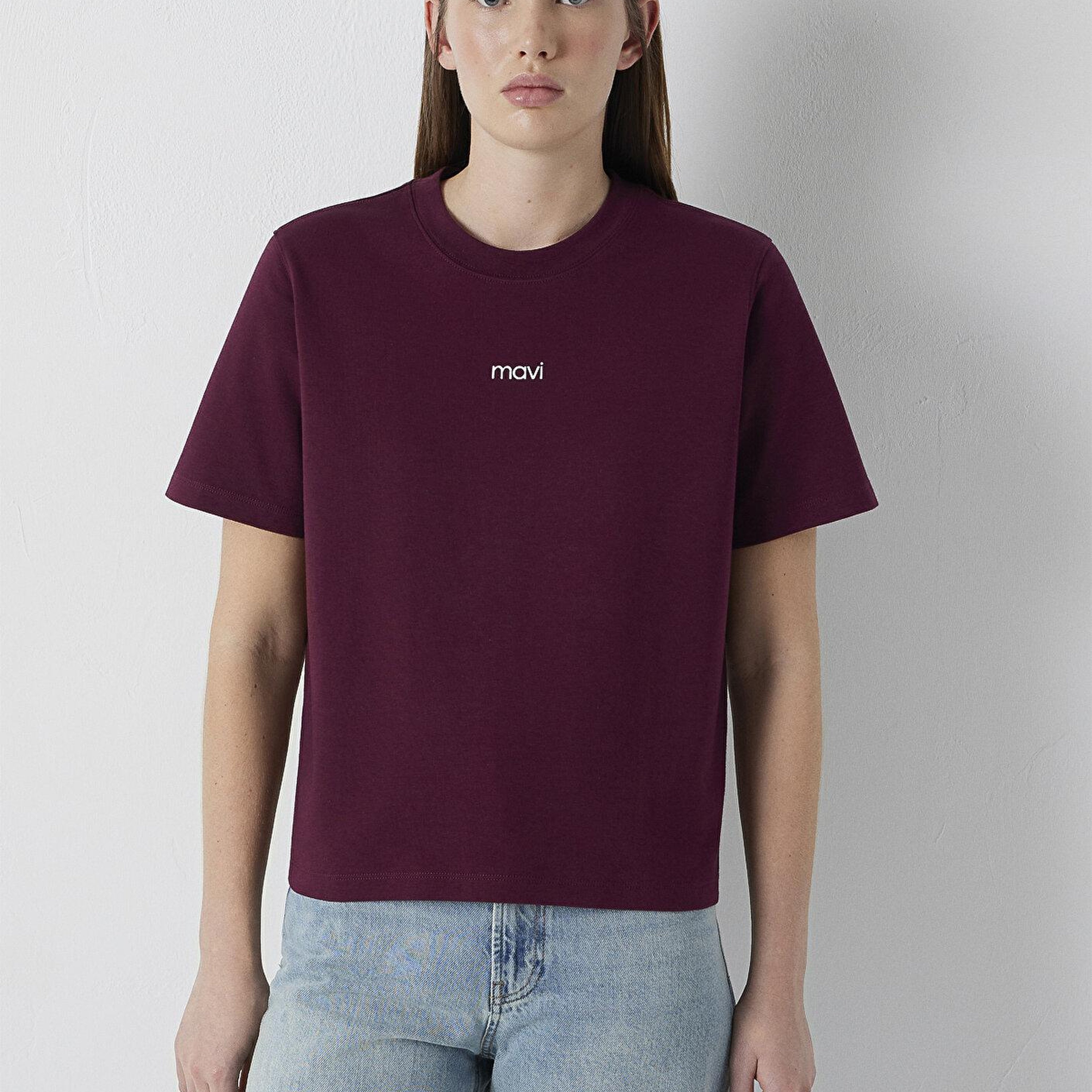 Mavi Mavi Logo Baskılı Bordo Tişört Regular Fit / Normal Kesim 1612829-70434