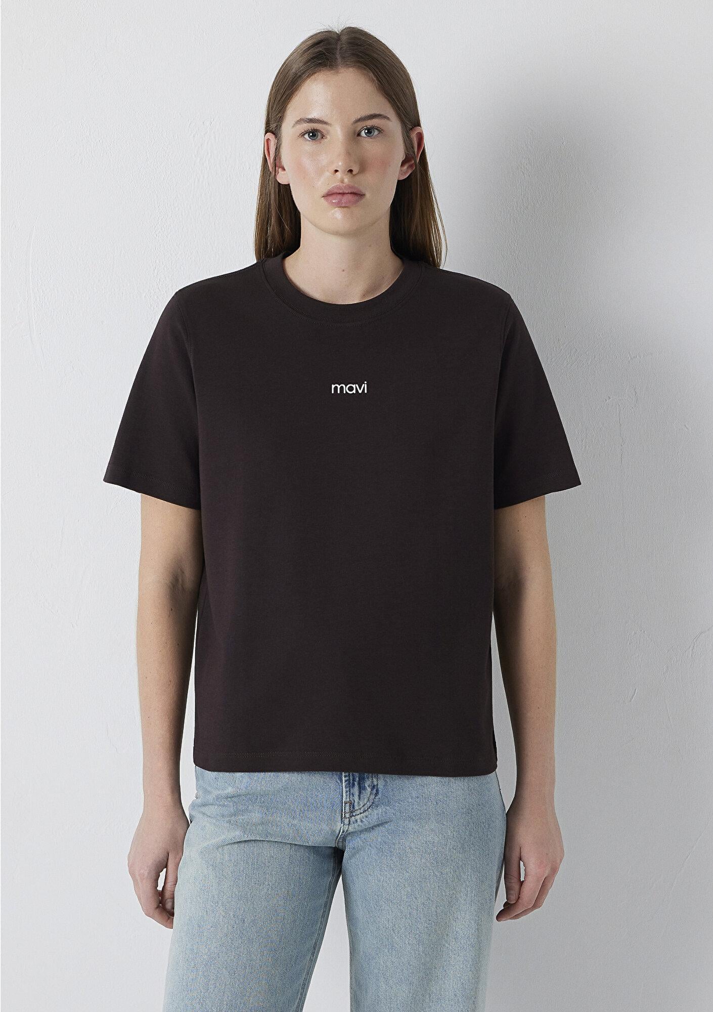Mavi Mavi Logo Baskılı Kahverengi Tişört Regular Fit / Normal Kesim 1612829-70240