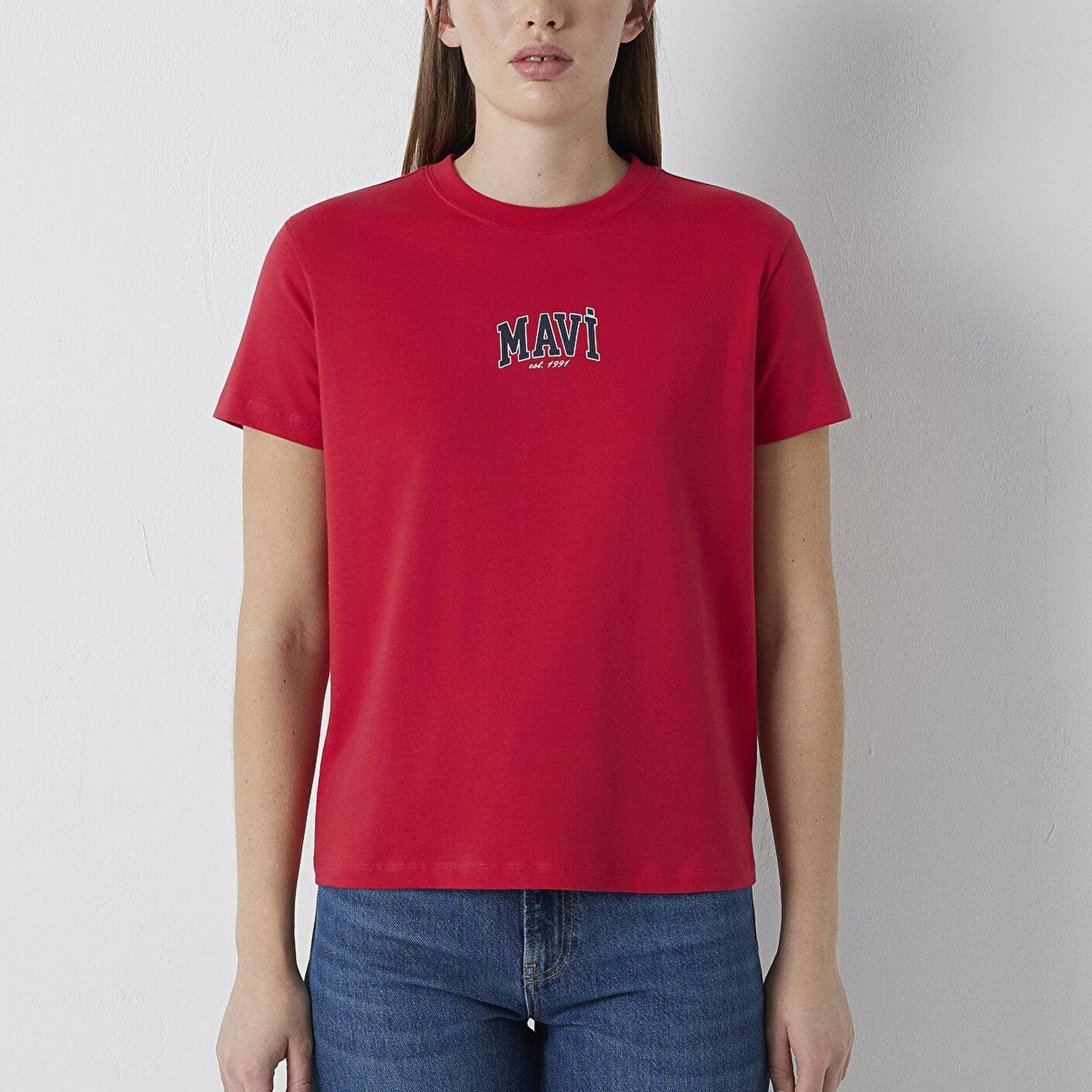 Mavi Mavi Logo Baskılı Kırmızı Tişört Regular Fit / Normal Kesim 1613412-88631