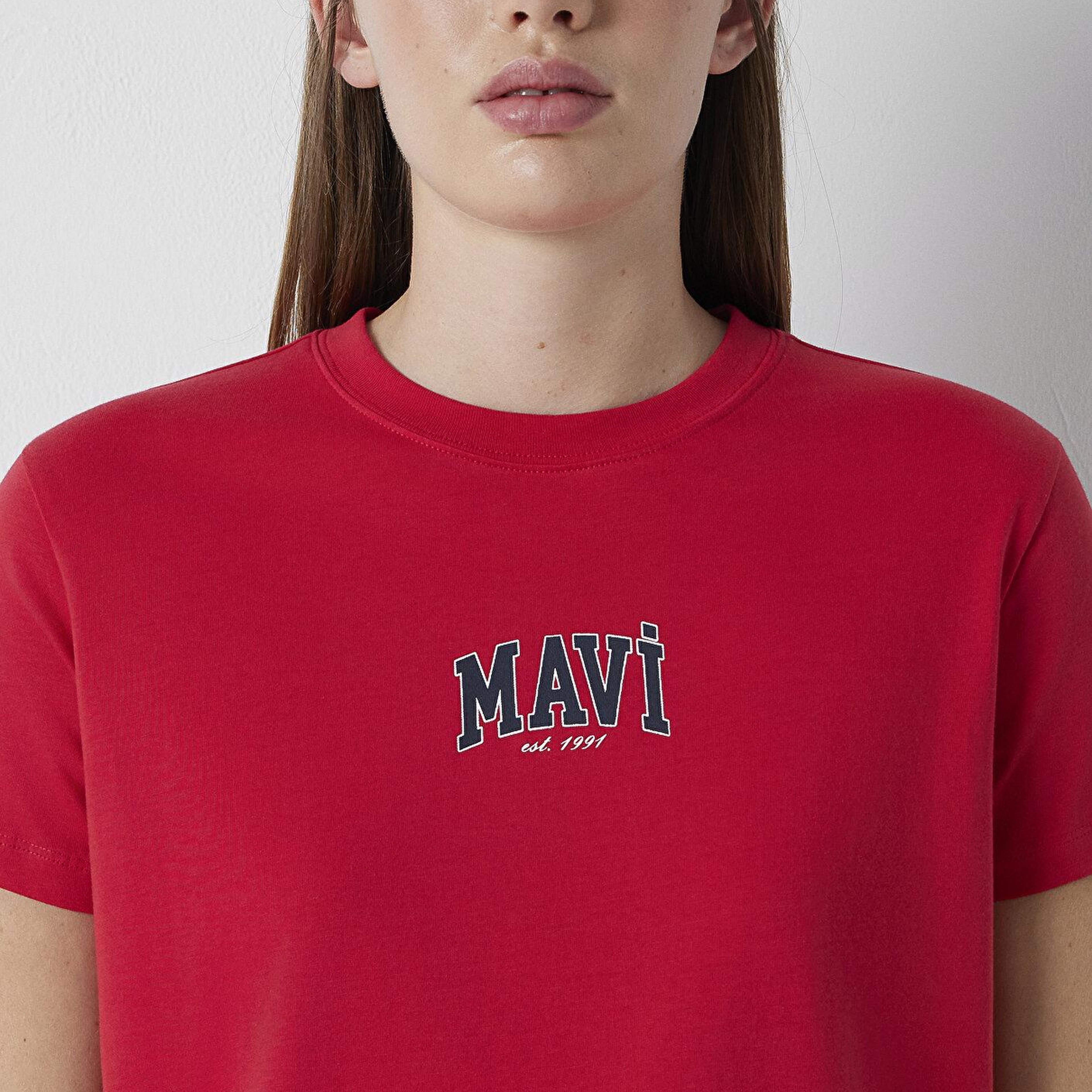 Mavi Mavi Logo Baskılı Kırmızı Tişört Regular Fit / Normal Kesim 1613412-88631