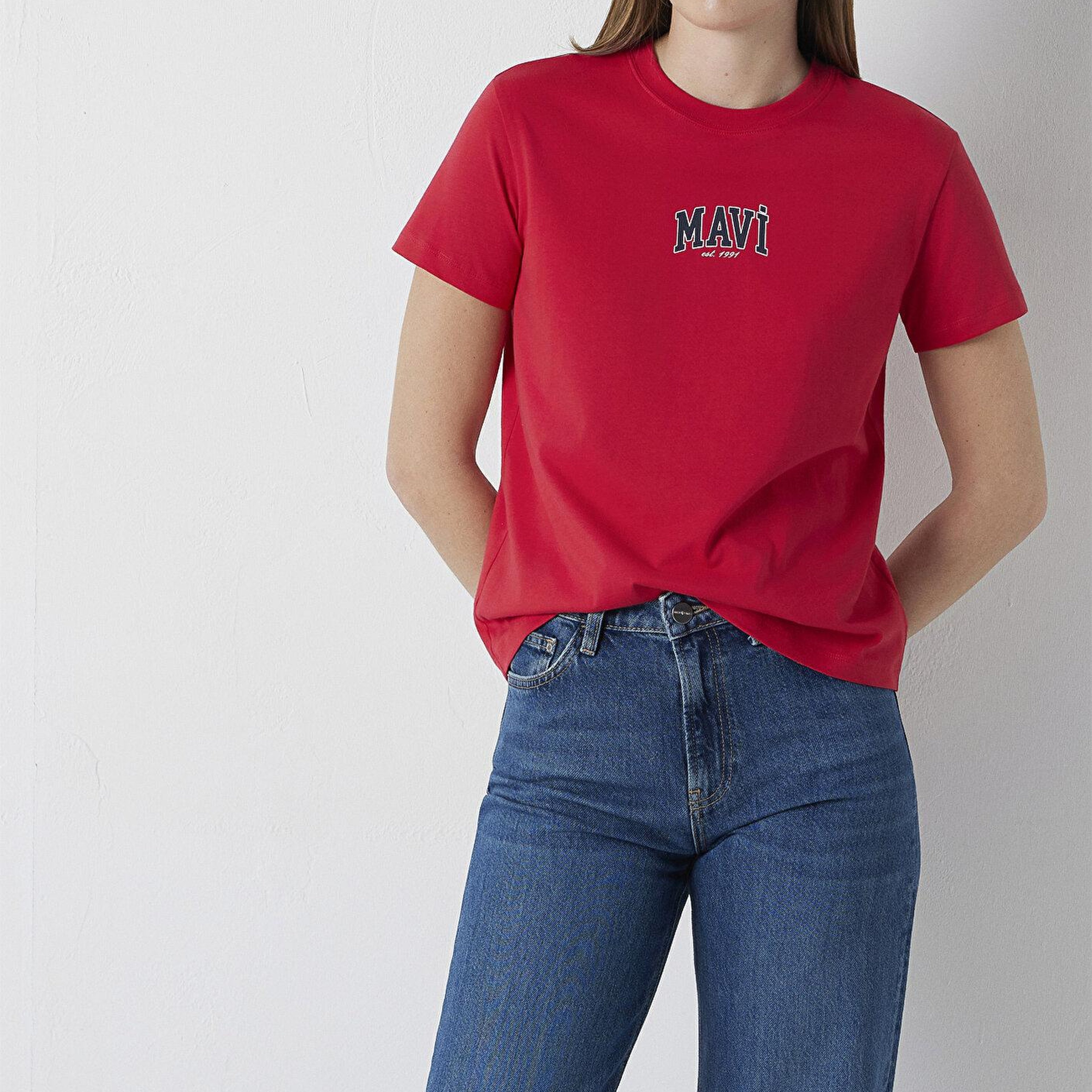 Mavi Mavi Logo Baskılı Kırmızı Tişört Regular Fit / Normal Kesim 1613412-88631
