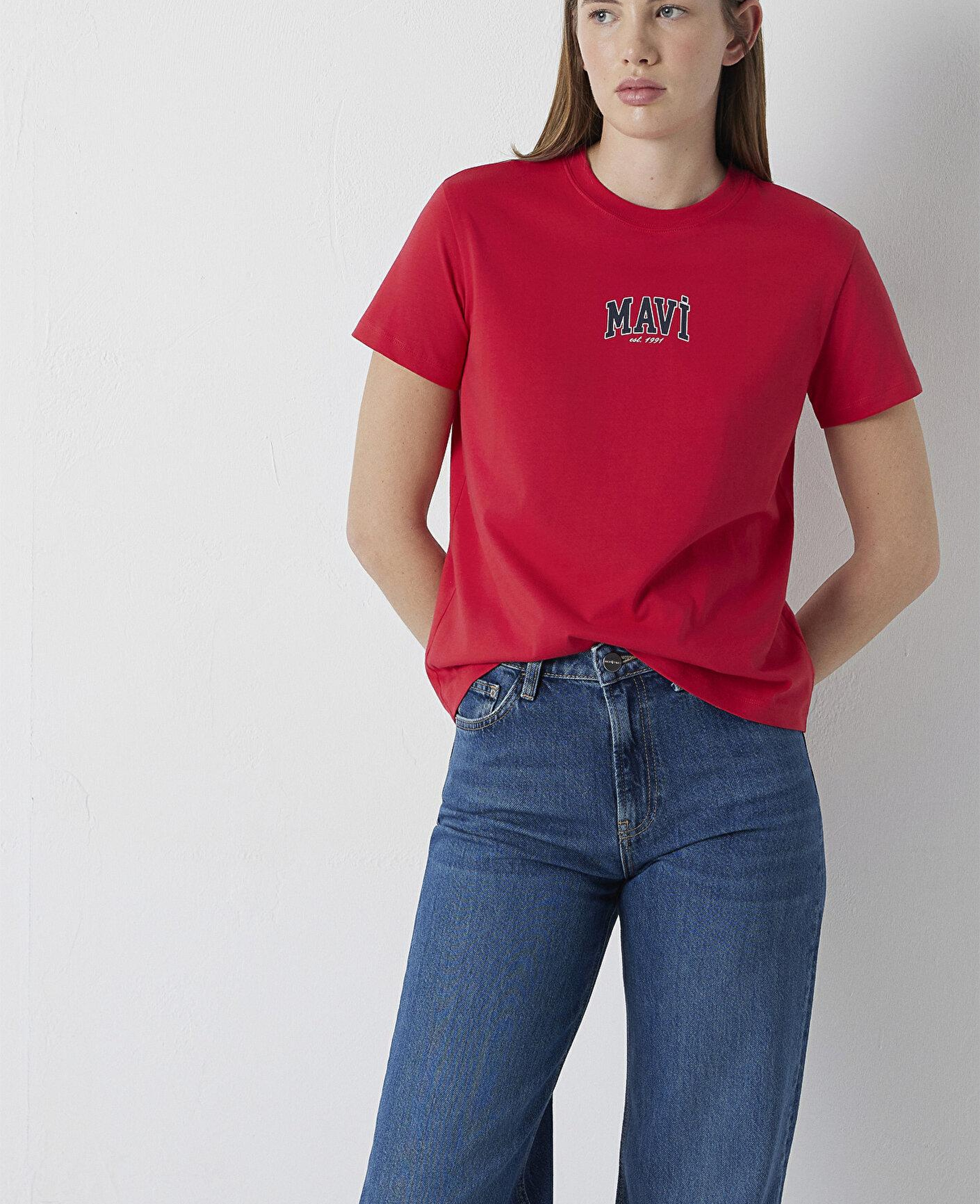 Mavi Mavi Logo Baskılı Kırmızı Tişört Regular Fit / Normal Kesim 1613412-88631