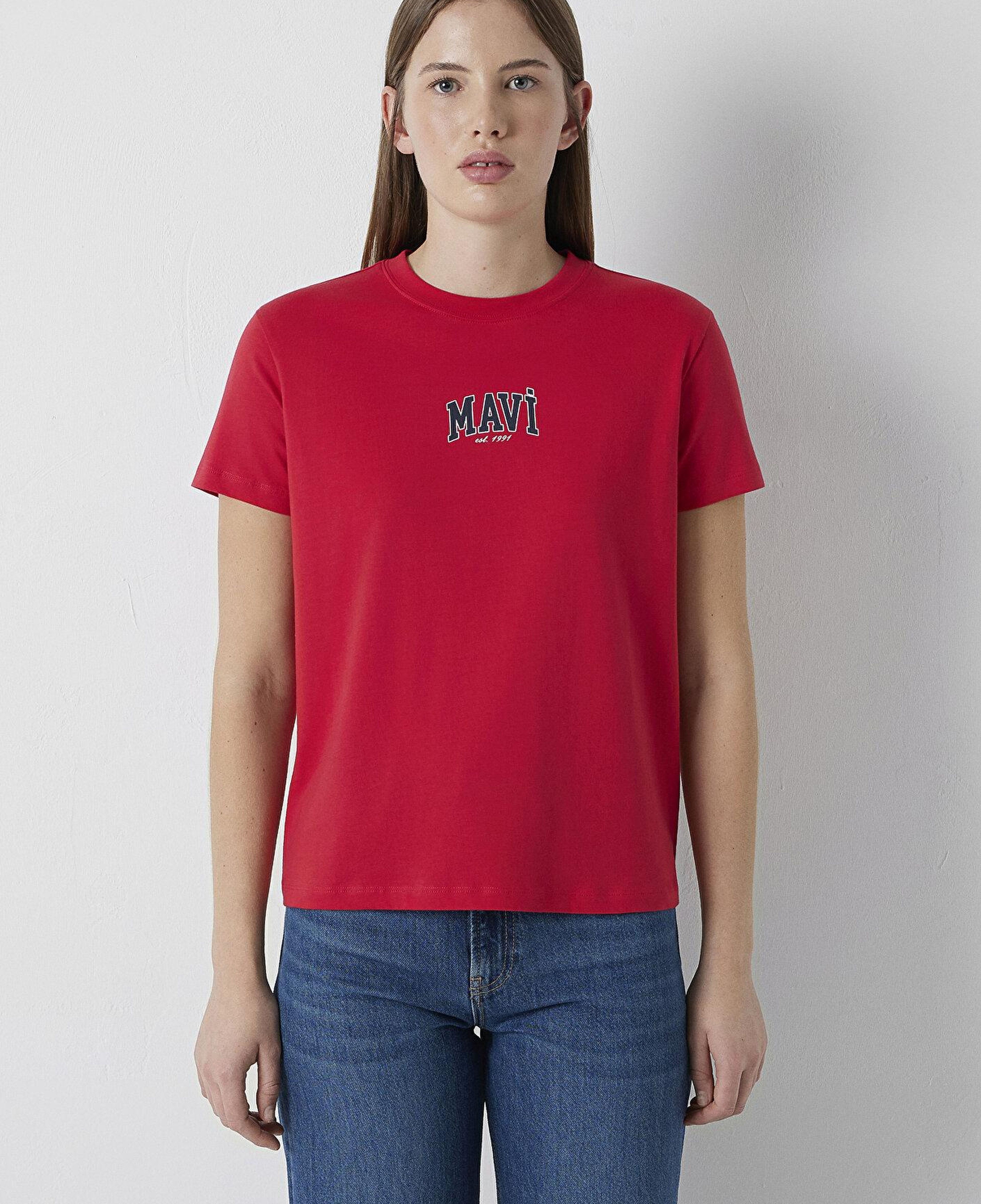 Mavi Mavi Logo Baskılı Kırmızı Tişört Regular Fit / Normal Kesim 1613412-88631
