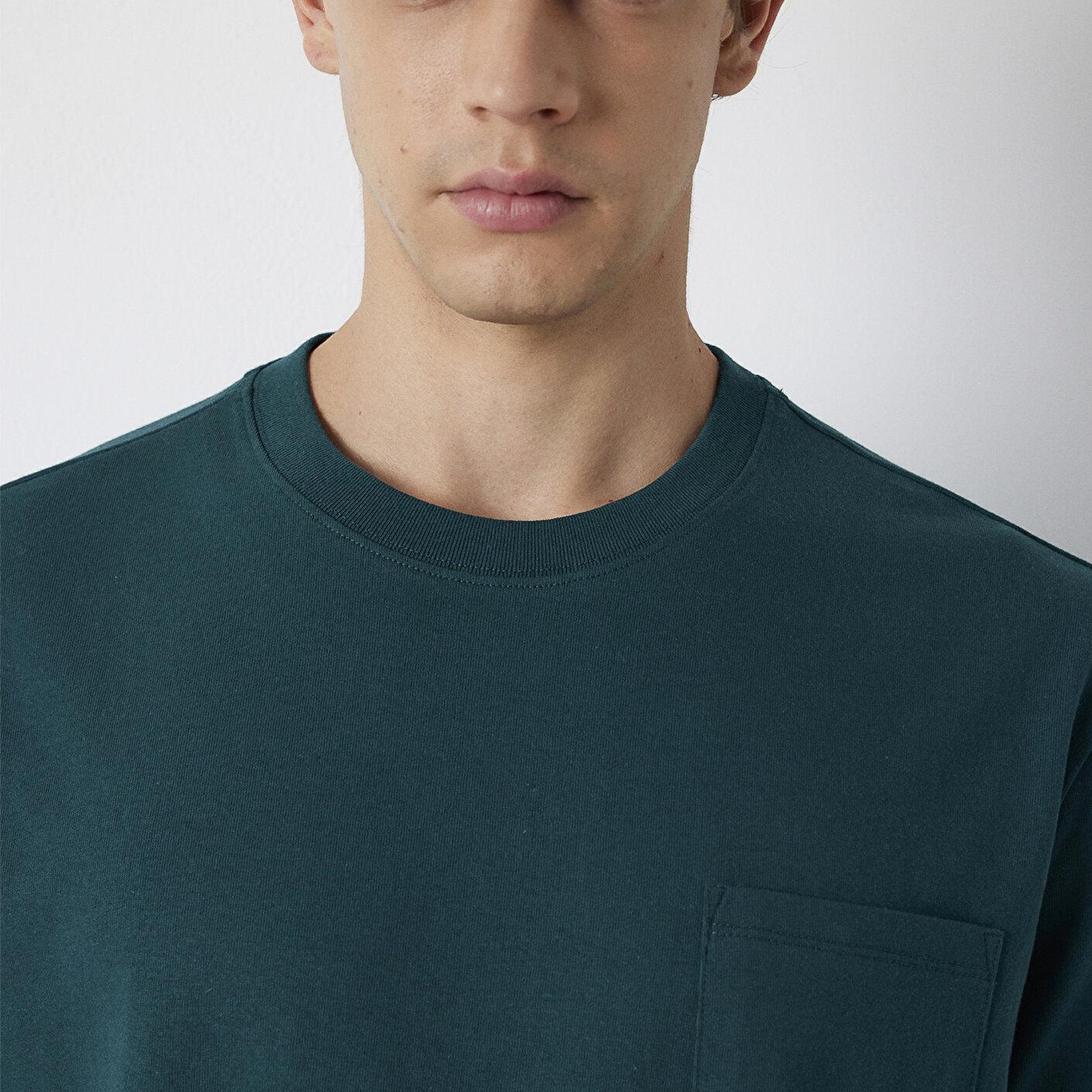 Mavi Yeşil Basic Tişört Loose Fit / Bol Rahat Kesim 066248-90366