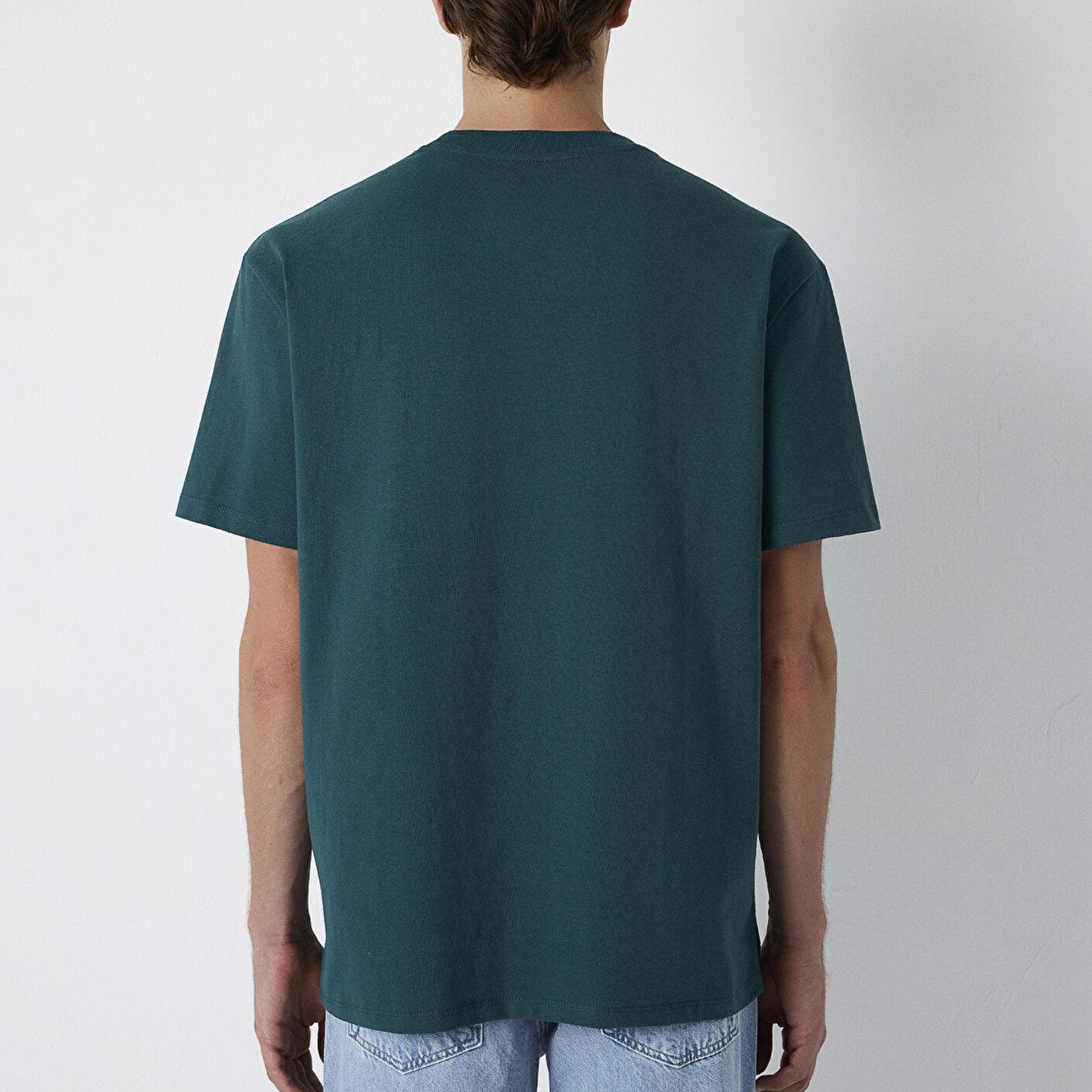 Mavi Yeşil Basic Tişört Loose Fit / Bol Rahat Kesim 066248-90366